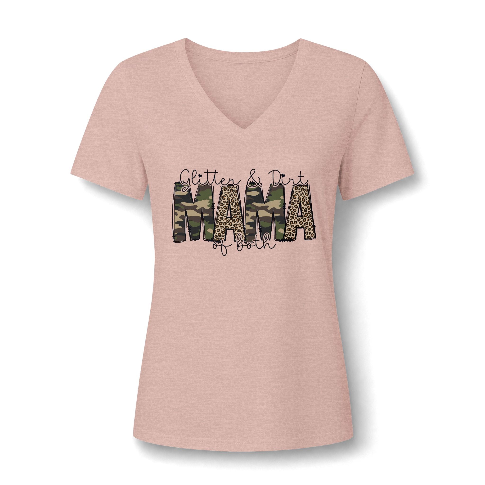 MAMA Camouflage & Leopard V-Neck Tee — Camo Animal Print Mom Shirt