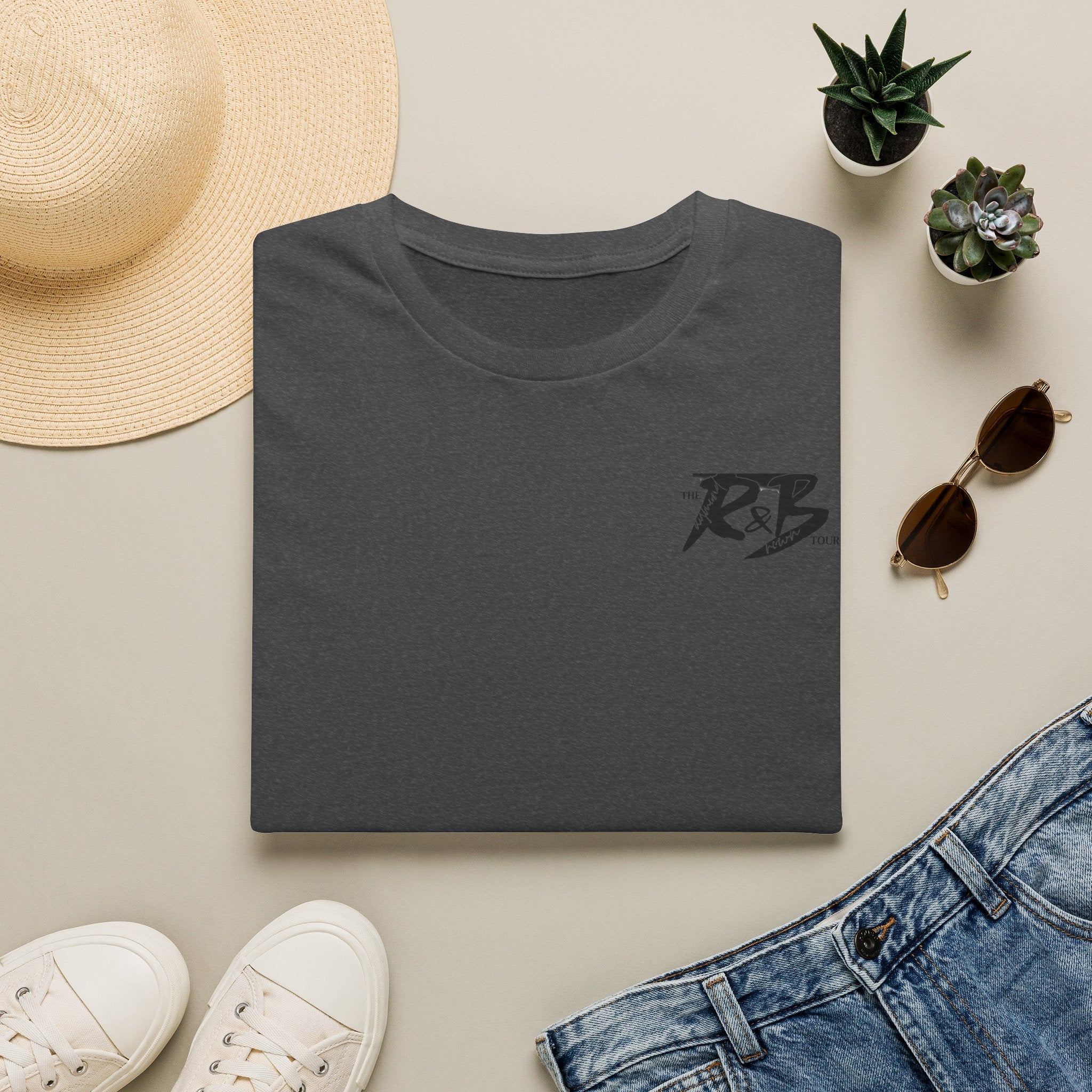R&B Minimalist Logo T-Shirt — Retro Script Chest Print