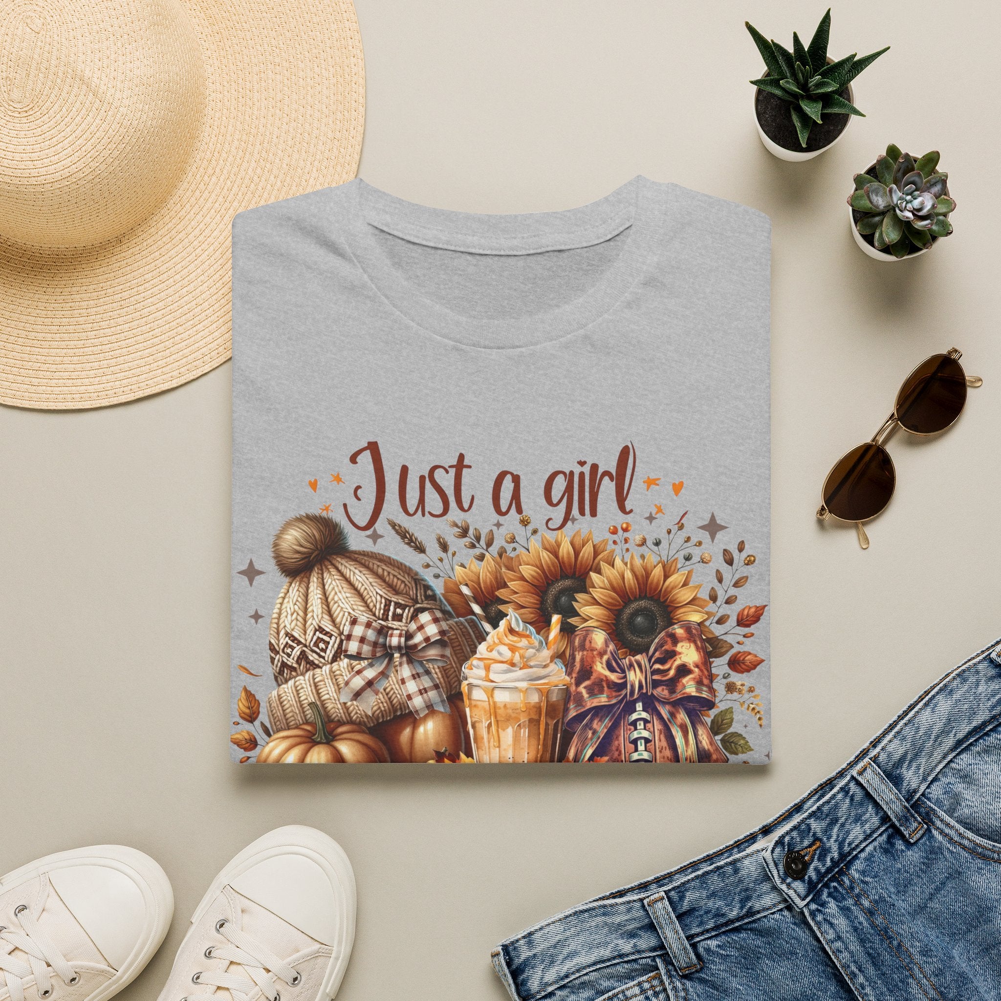 Fall Girl T-Shirt — "Just a girl who loves fall" Pumpkin Sunflower Tee