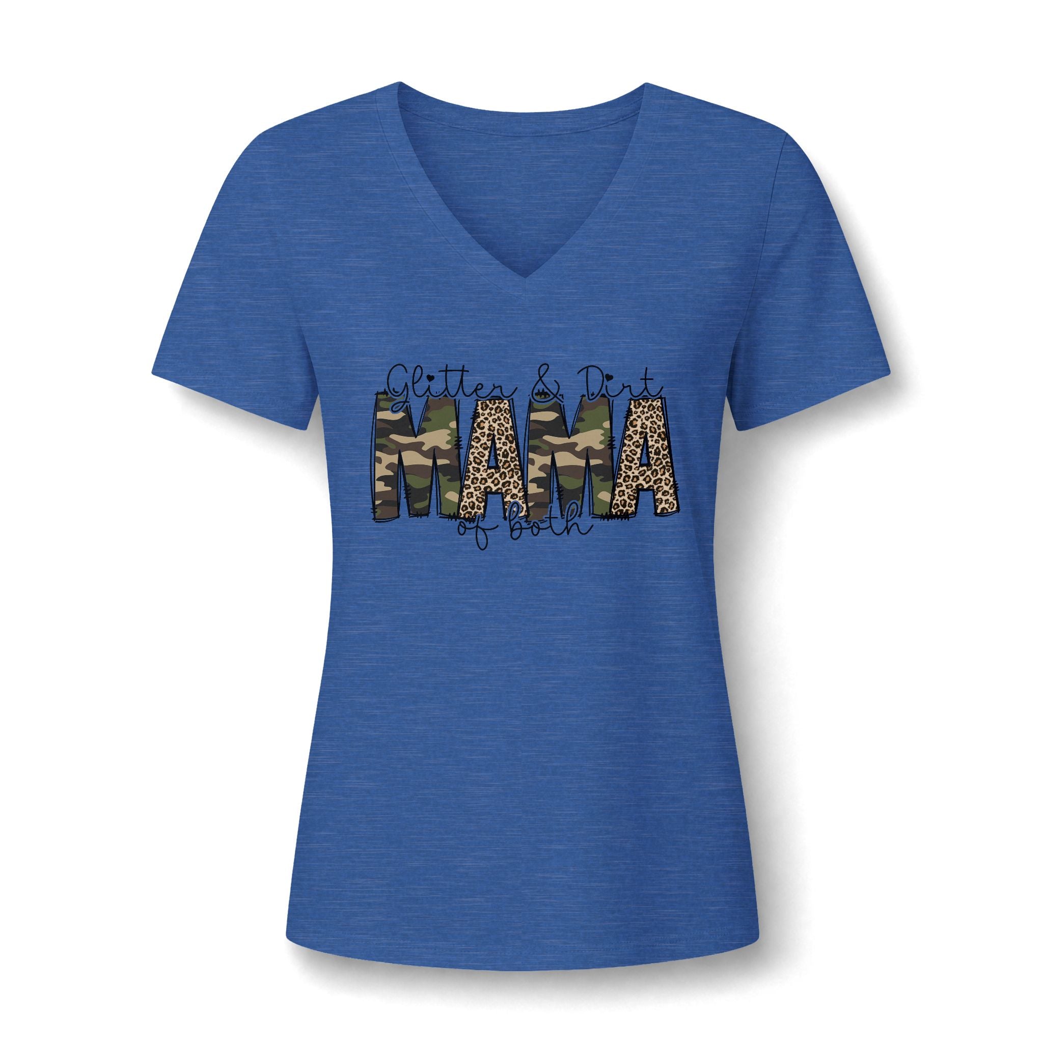 MAMA Camouflage & Leopard V-Neck Tee — Camo Animal Print Mom Shirt