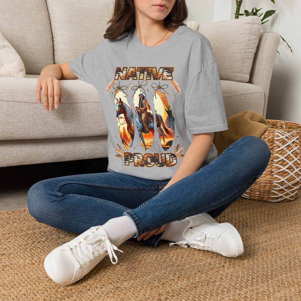 Native Proud T-Shirt — Tribal Feather Graphic Tee