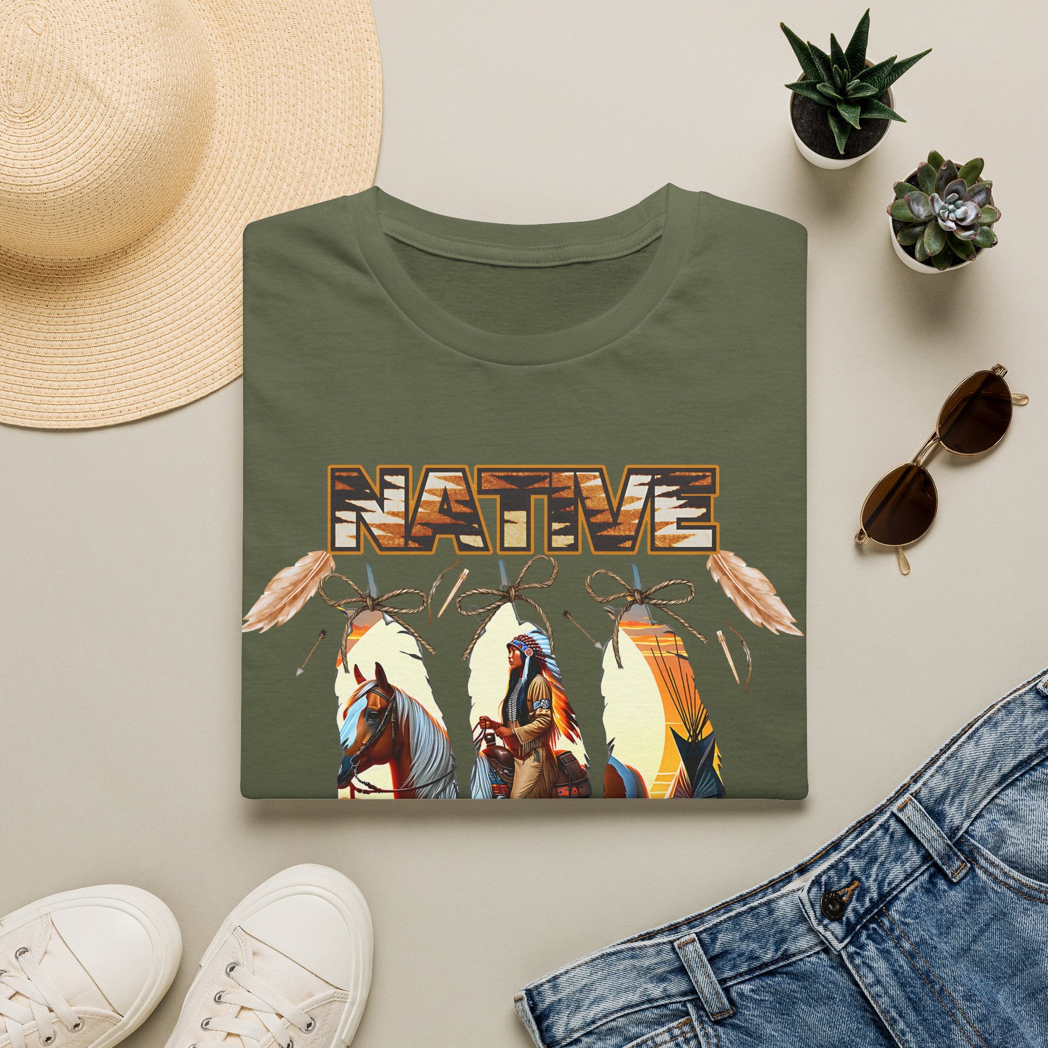 Native Proud T-Shirt — Tribal Feather Graphic Tee