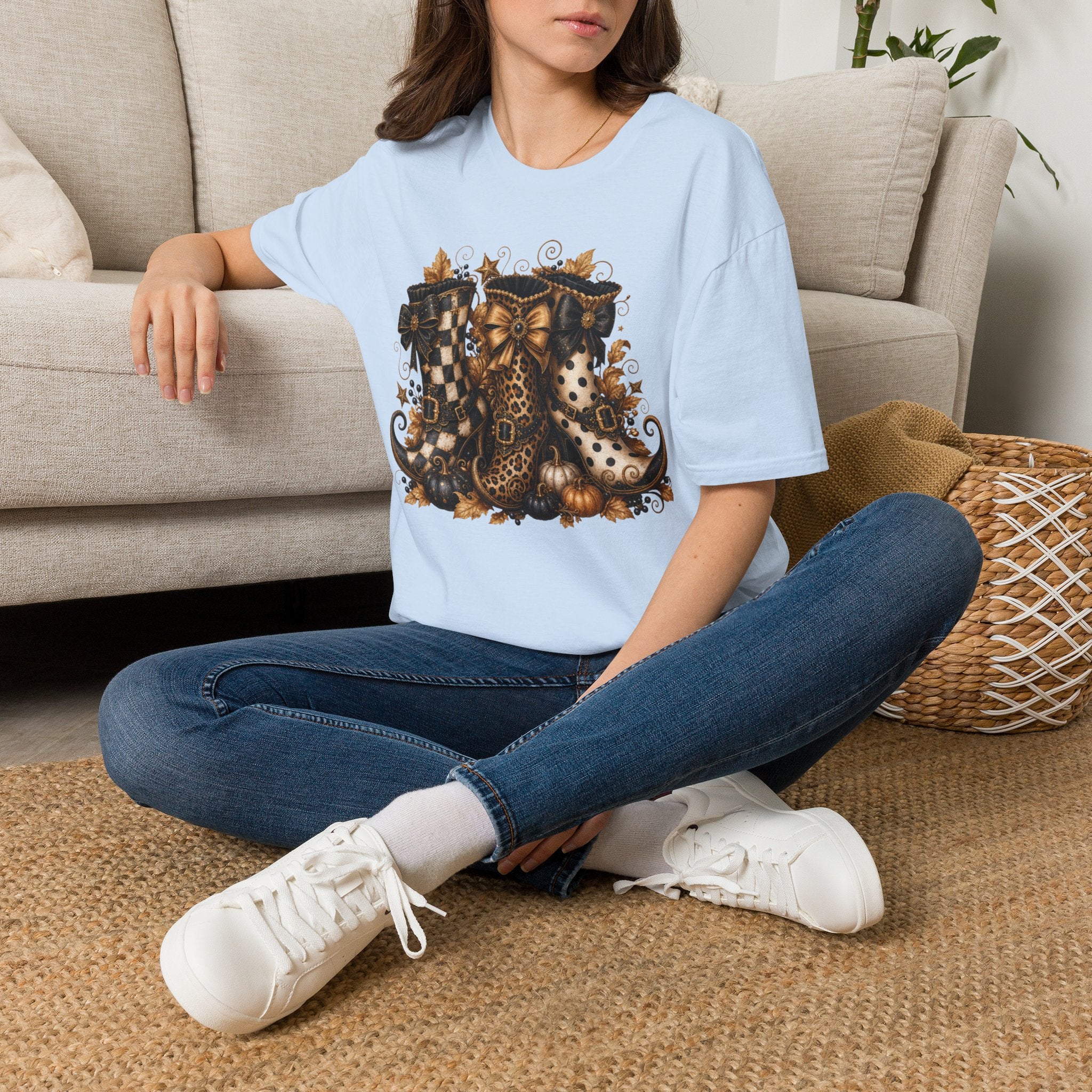Leopard & Plaid Fall Boots Graphic T-Shirt