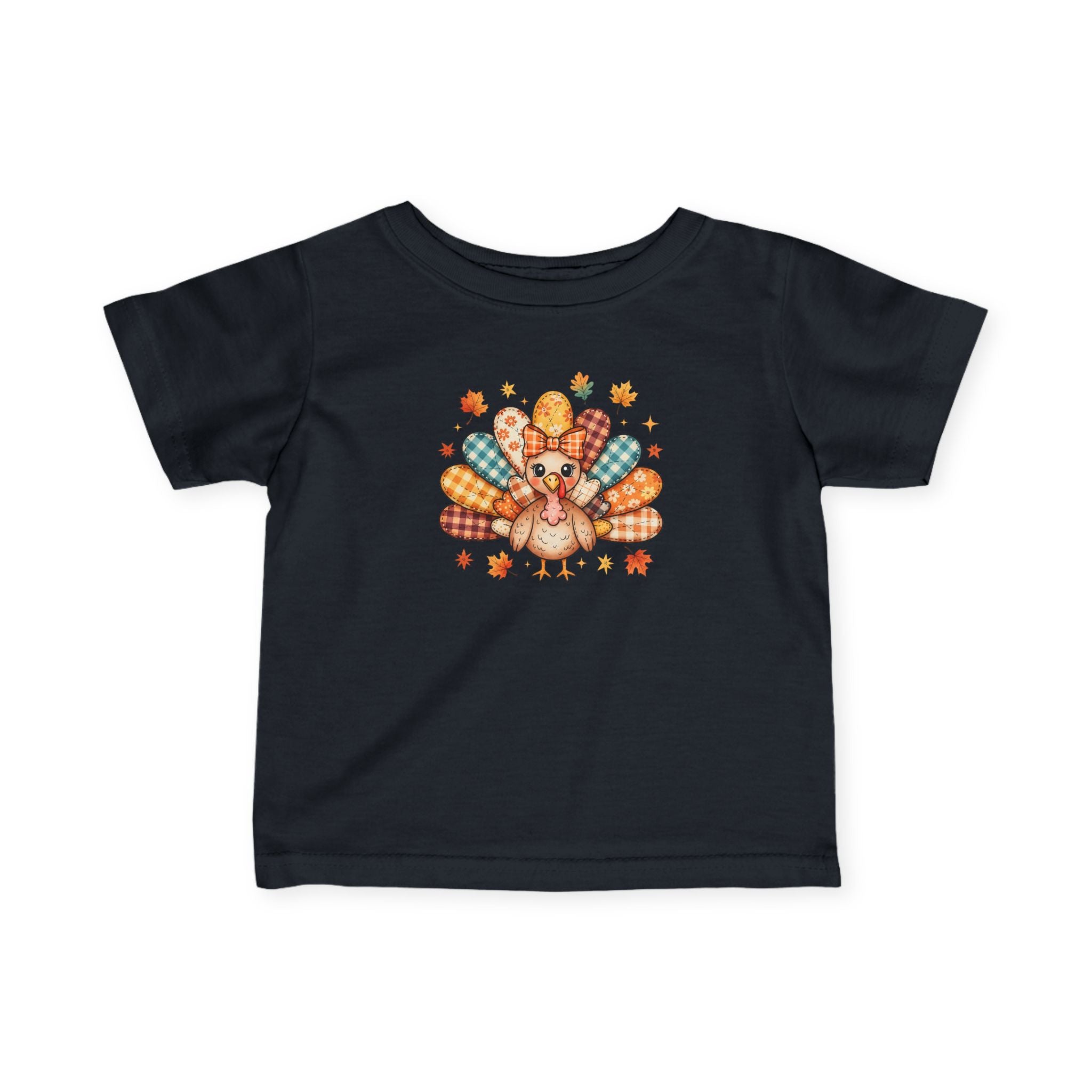 Infant Tee — Cute Thanksgiving Patchwork Turkey Baby Shirt