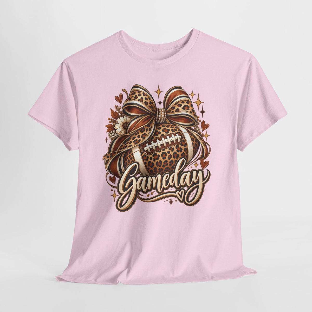 Gameday Football Tee — Leopard Print Football with Bow