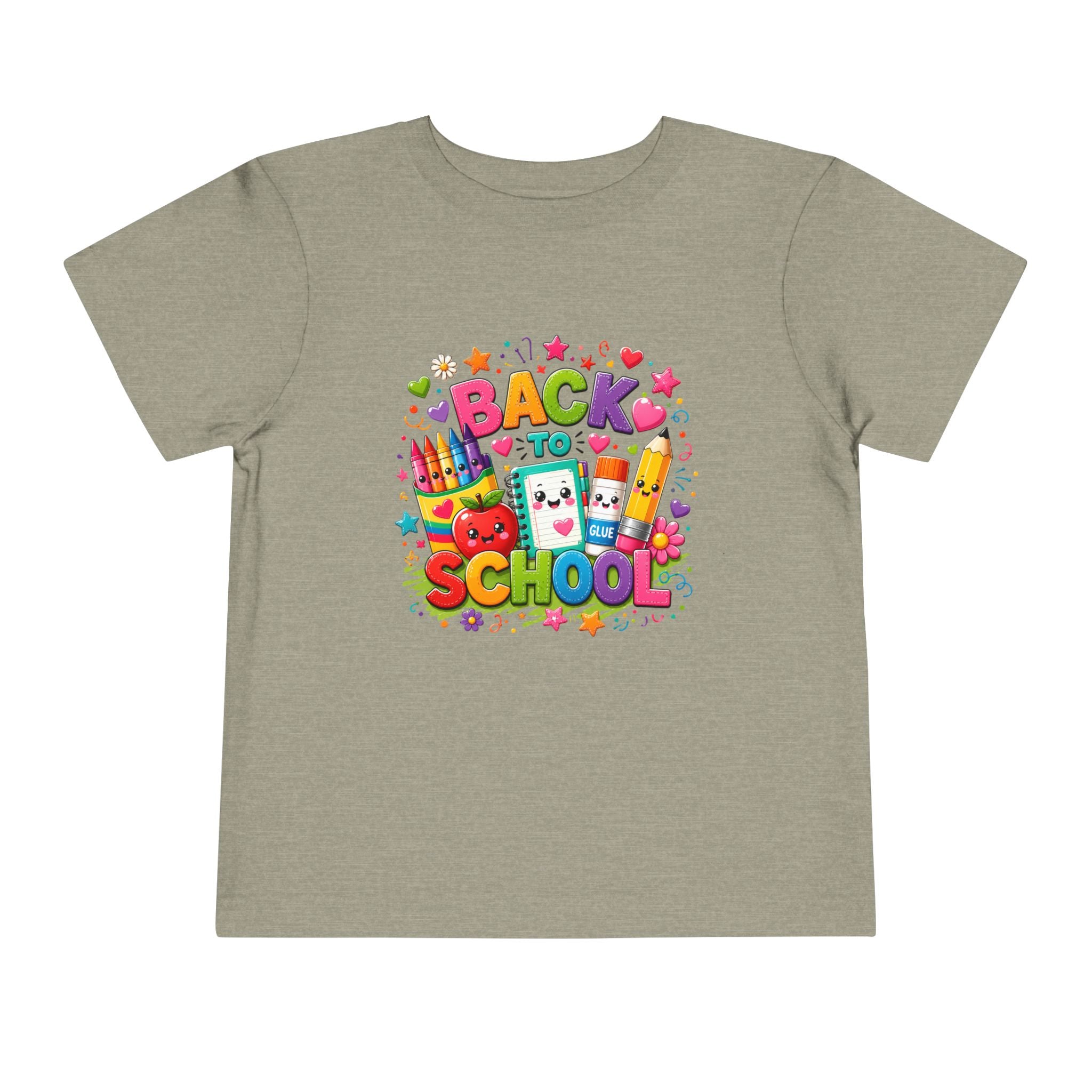 Back to School Toddler Tee – Cute Kawaii School Supplies Graphic