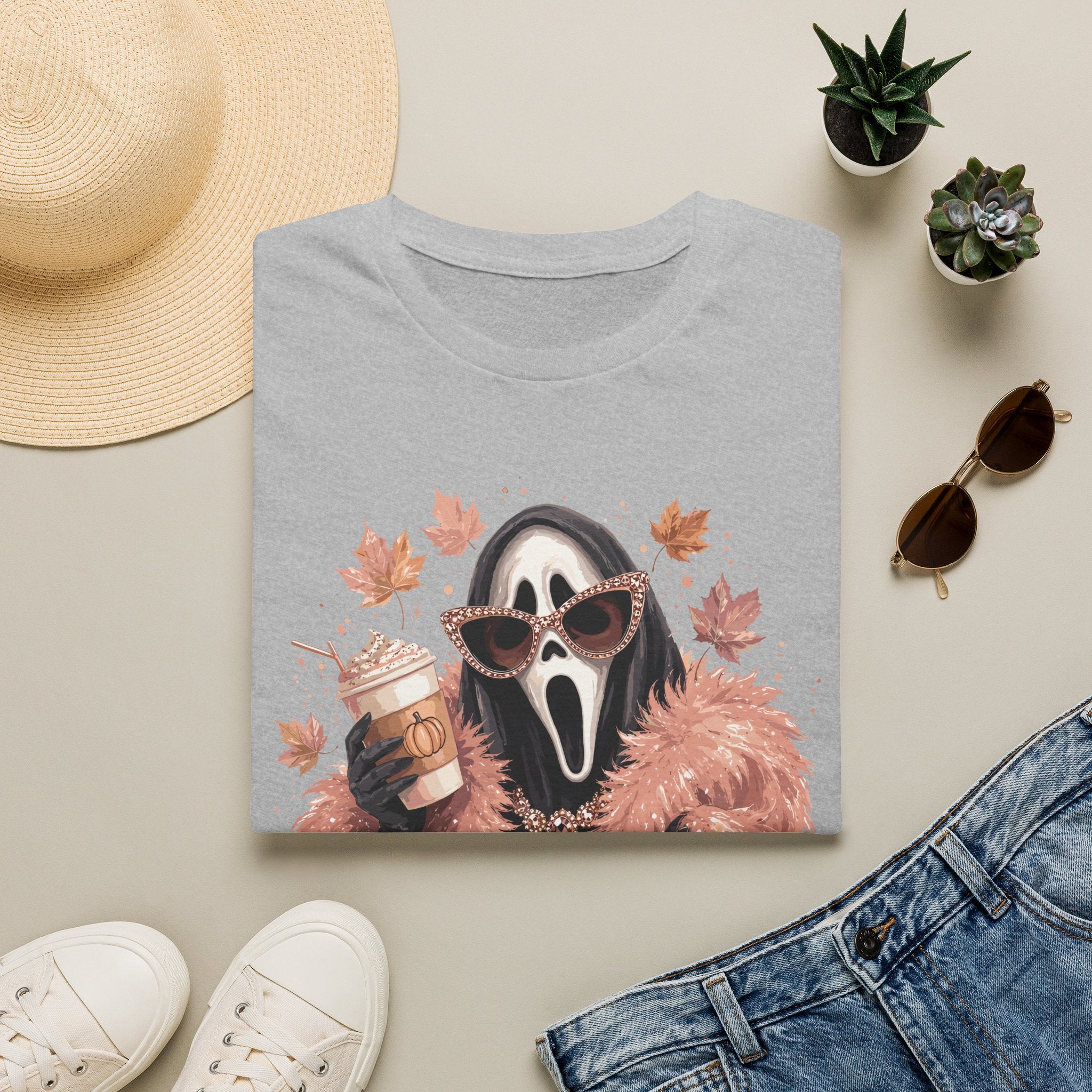 Cozy Scream Fall Tee — Glam Ghost with Pumpkin Spice Latte