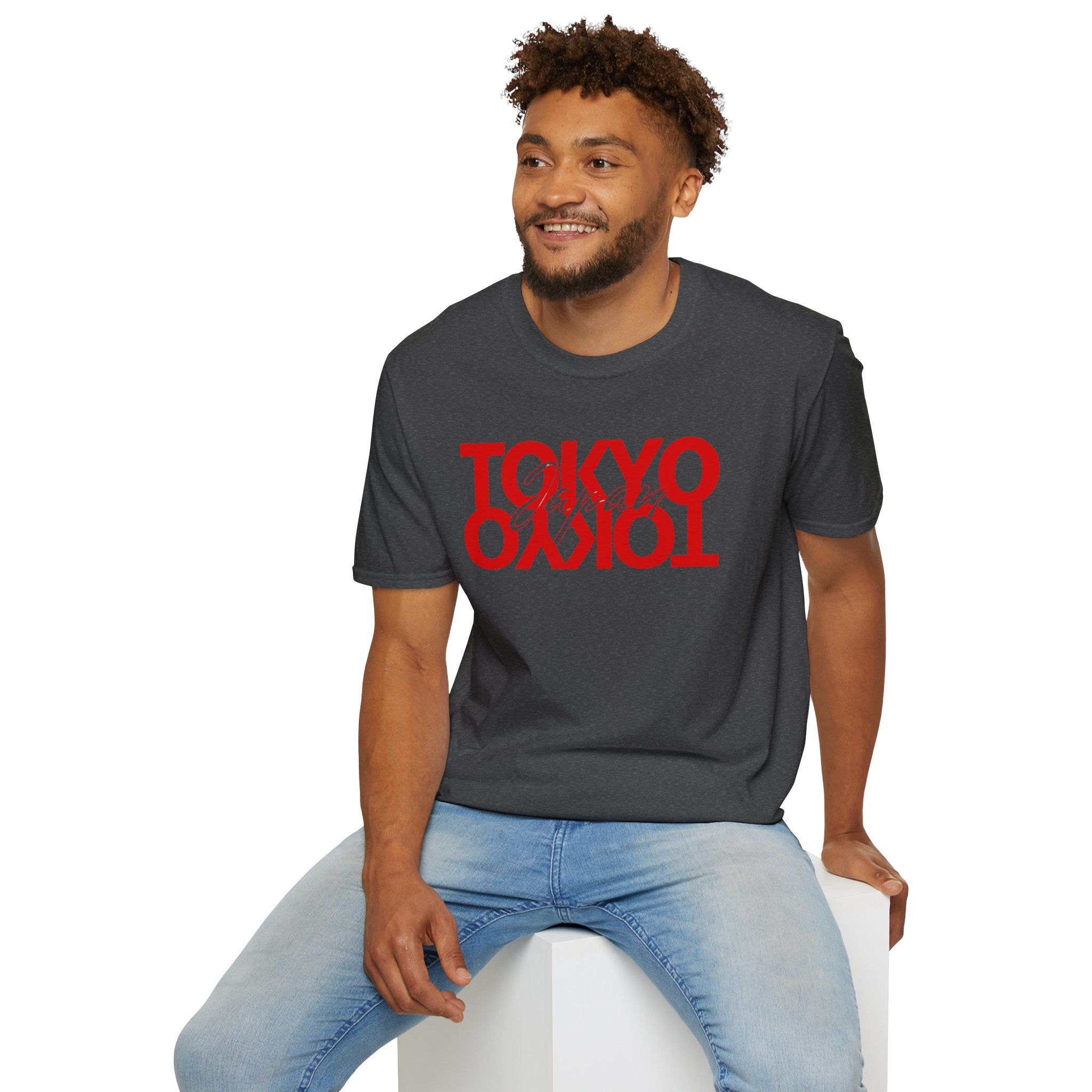 Tokyo Floral T-Shirt — Mirrored Red Logo "Tokyo" Graphic Tee