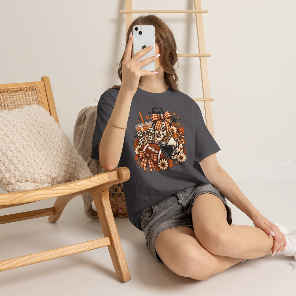 Fall Cozy Coffee T-Shirt — Pumpkin Spice, Plaid Bows & Floral Autumn Graphic Tee