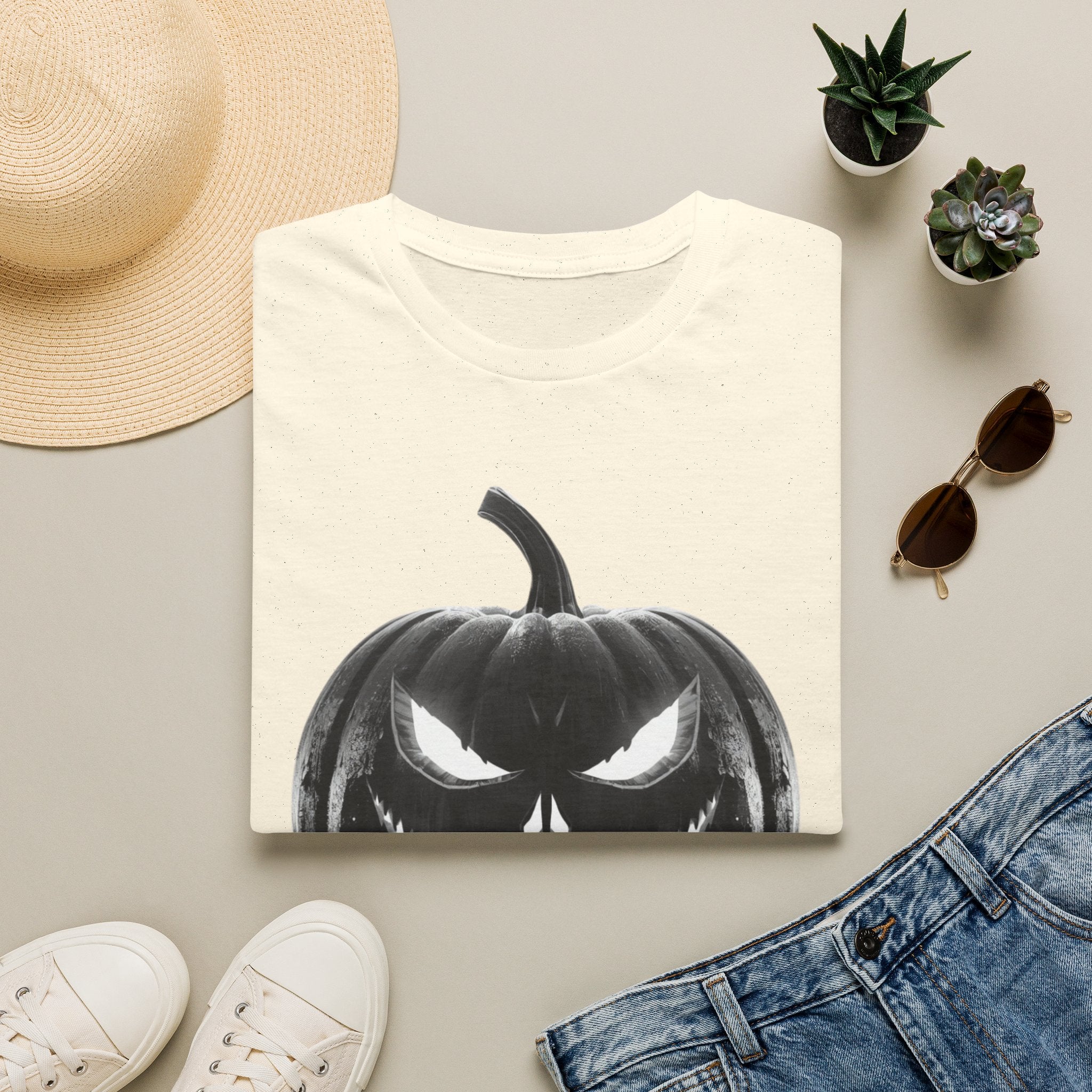 Halloween Jack-O'-Lantern T-Shirt — Spooky Black Pumpkin Graphic