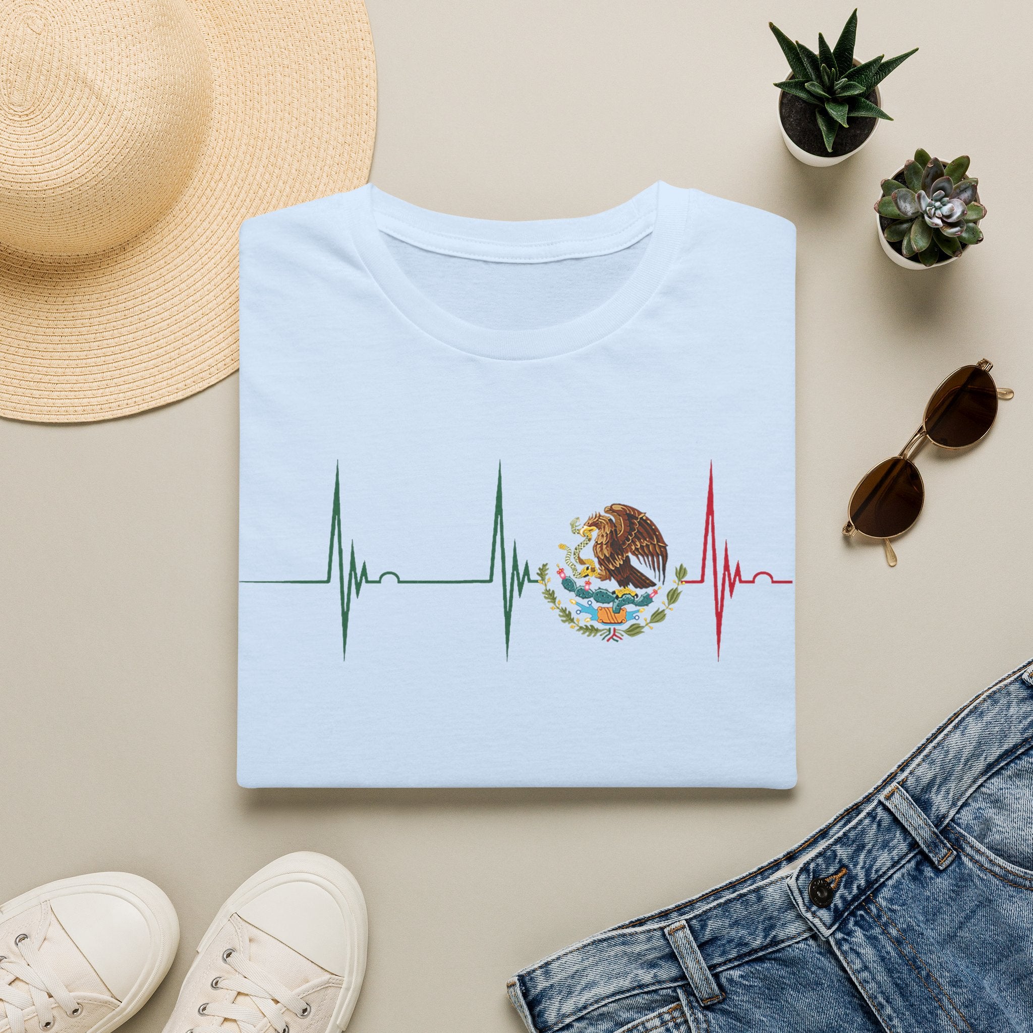 Mexican Heartbeat T-Shirt — Mexican Flag Eagle ECG Graphic Tee