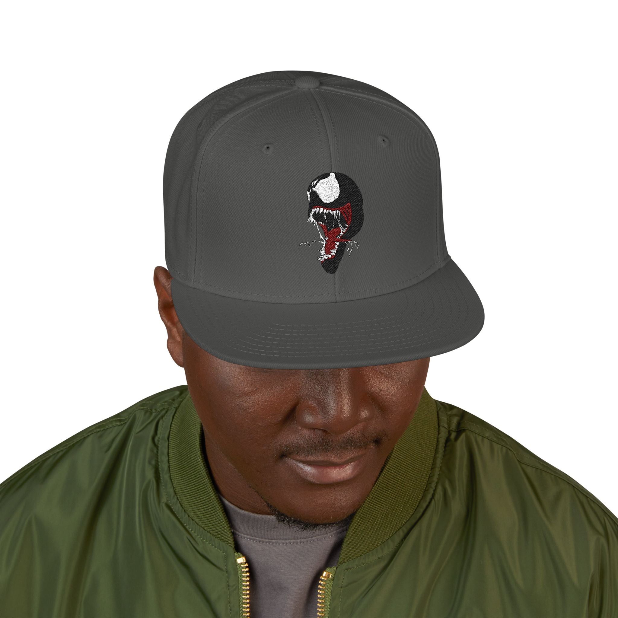 Embroidered Skull & Roses Snapback Hat — Gothic Streetwear Cap