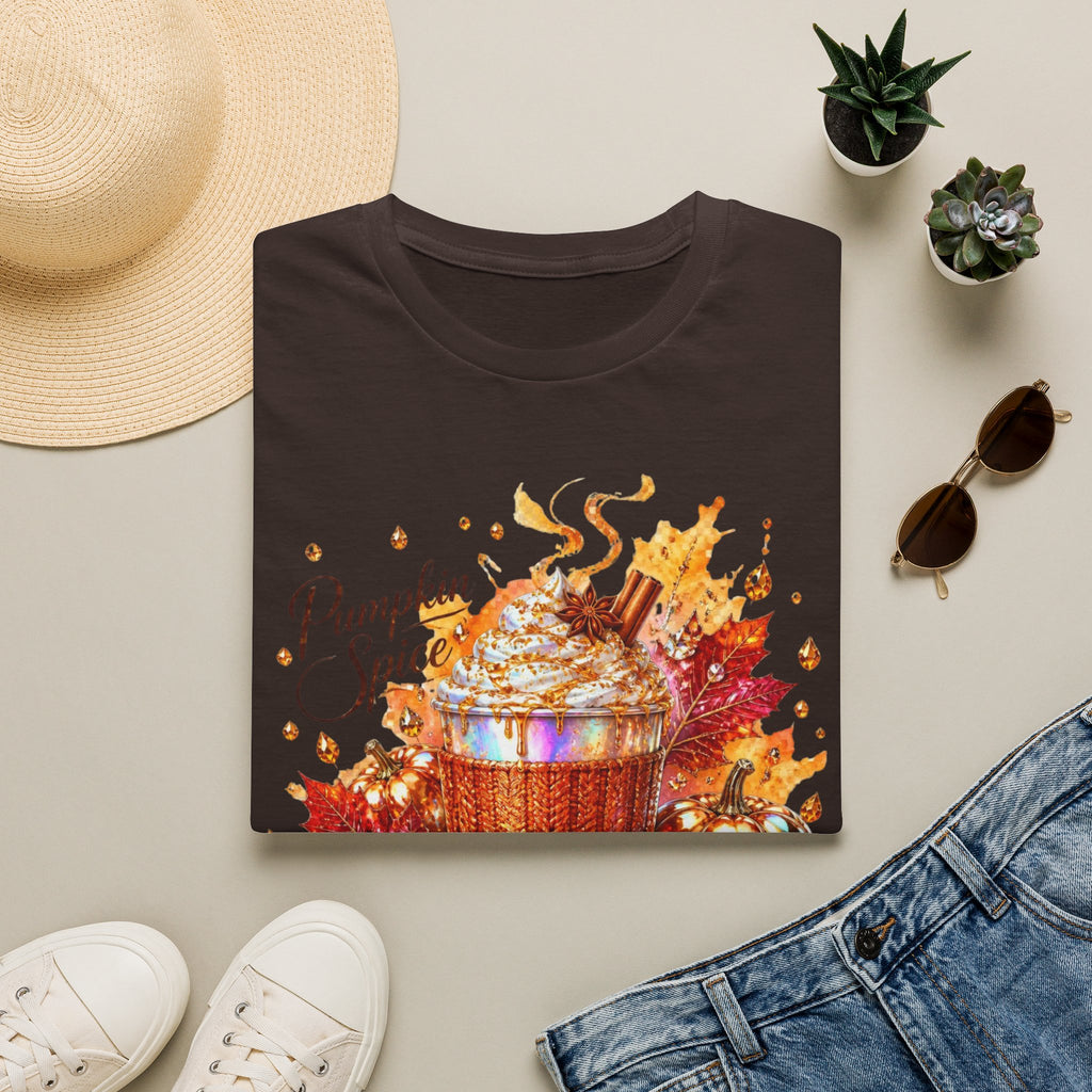 Pumpkin Spice Cup T-Shirt — Autumn Latte Fall Leaves Tee