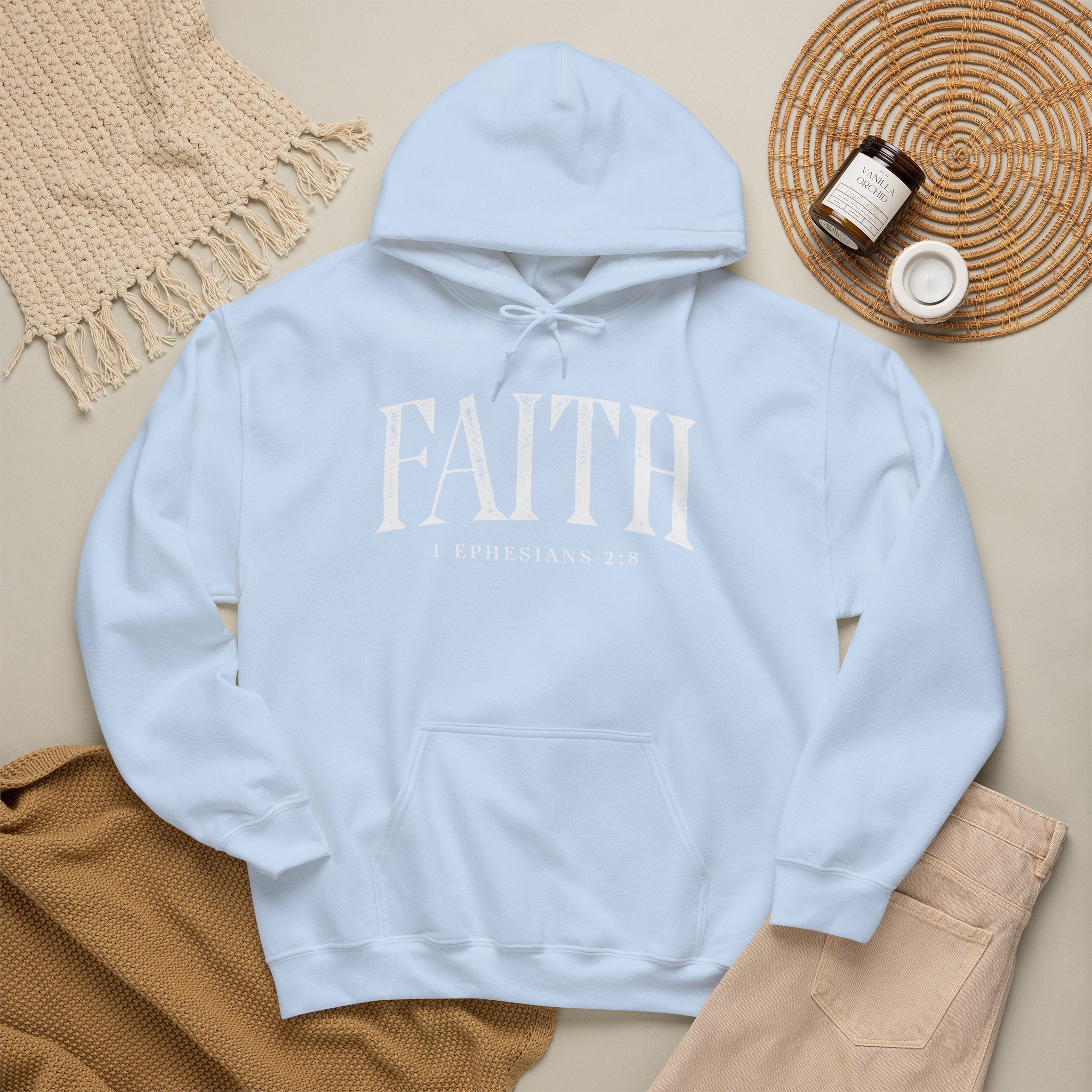 Faith Hoodie - Ephesians 2:8 Inspirational Christian Sweatshirt