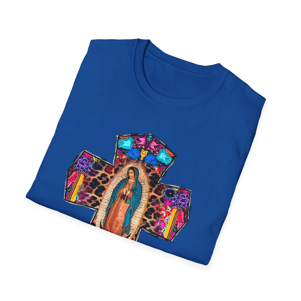 Our Lady of Guadalupe Cross T-Shirt | Religious Mexican Folk Art