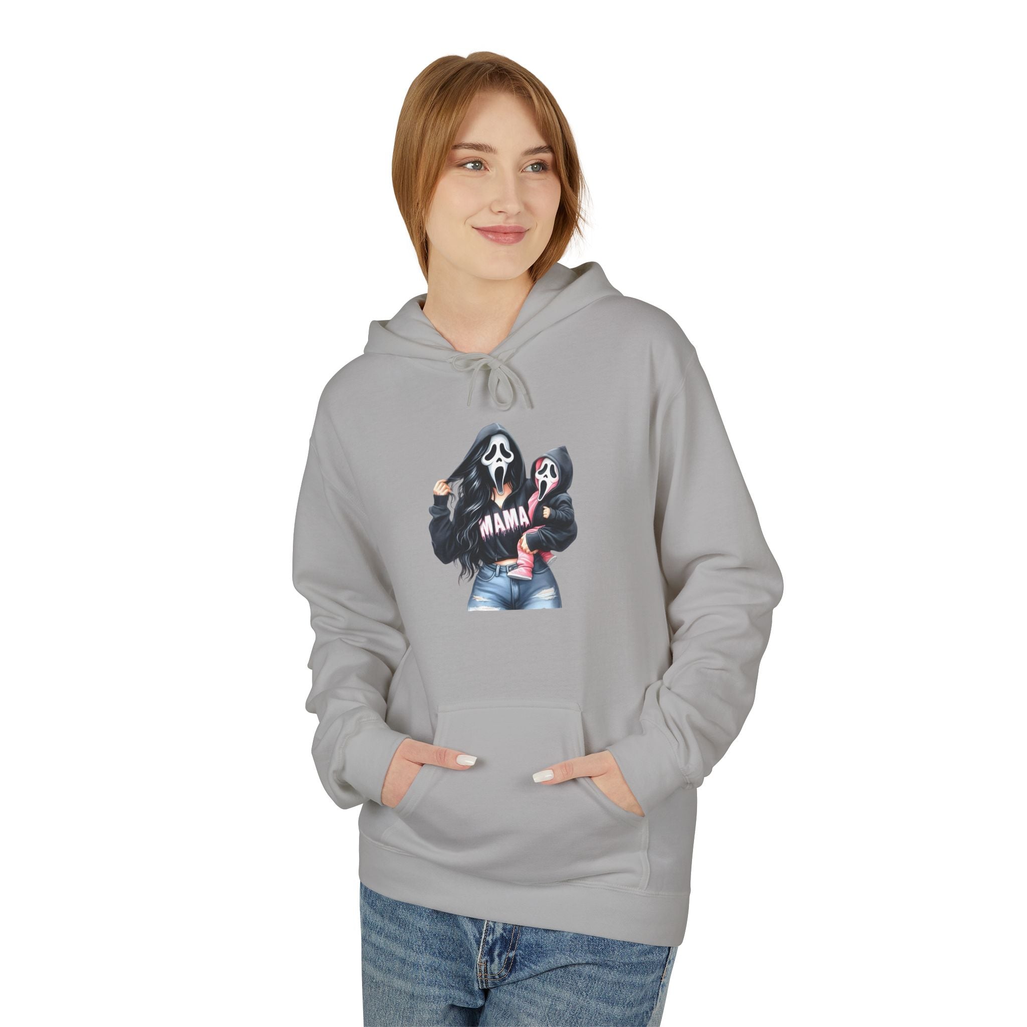 Street Style Graphic Hoodie — Woman in Leather Jacket Design