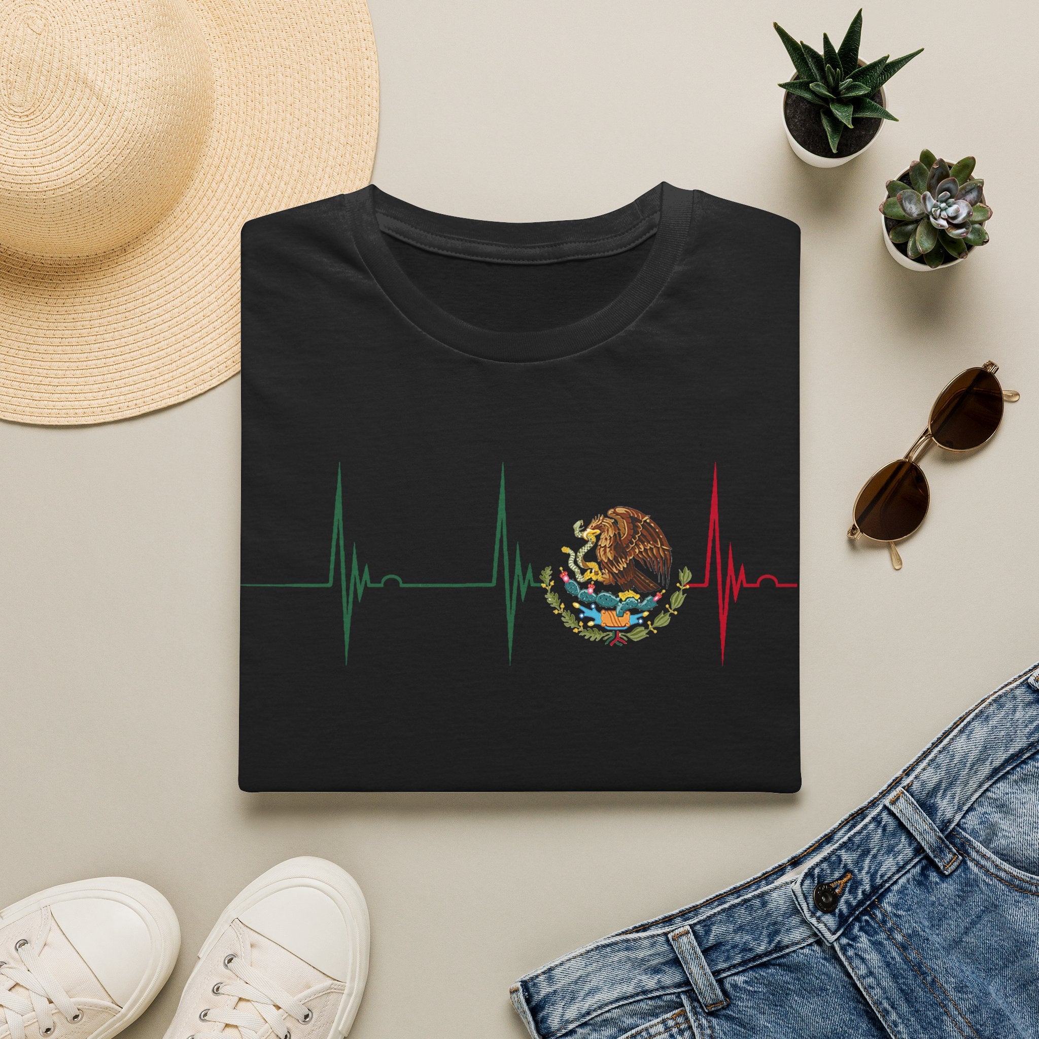 Mexican Heartbeat T-Shirt — Mexican Flag Eagle ECG Graphic Tee