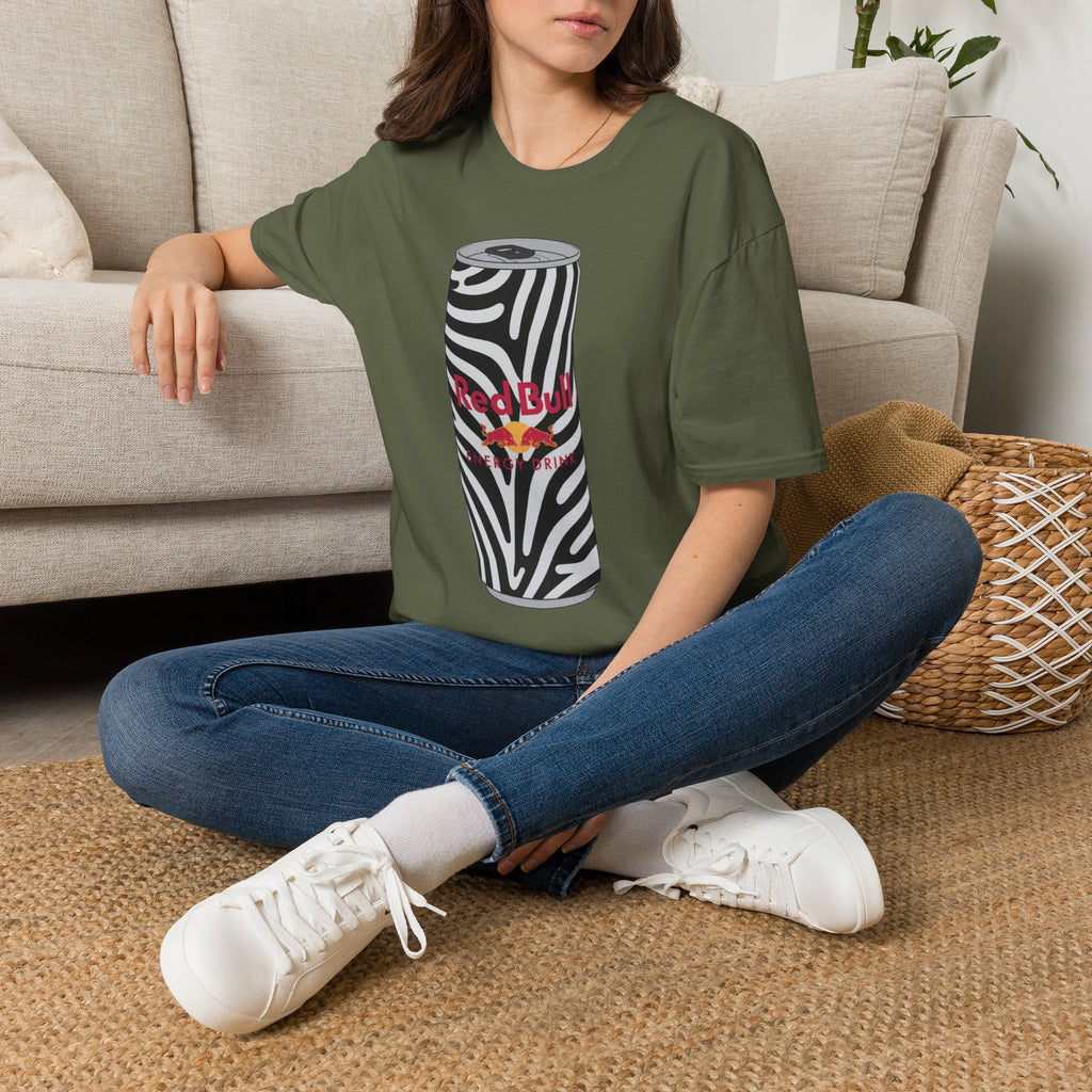 Zebra Can Graphic T-Shirt — Bold Retro Energy Drink Design