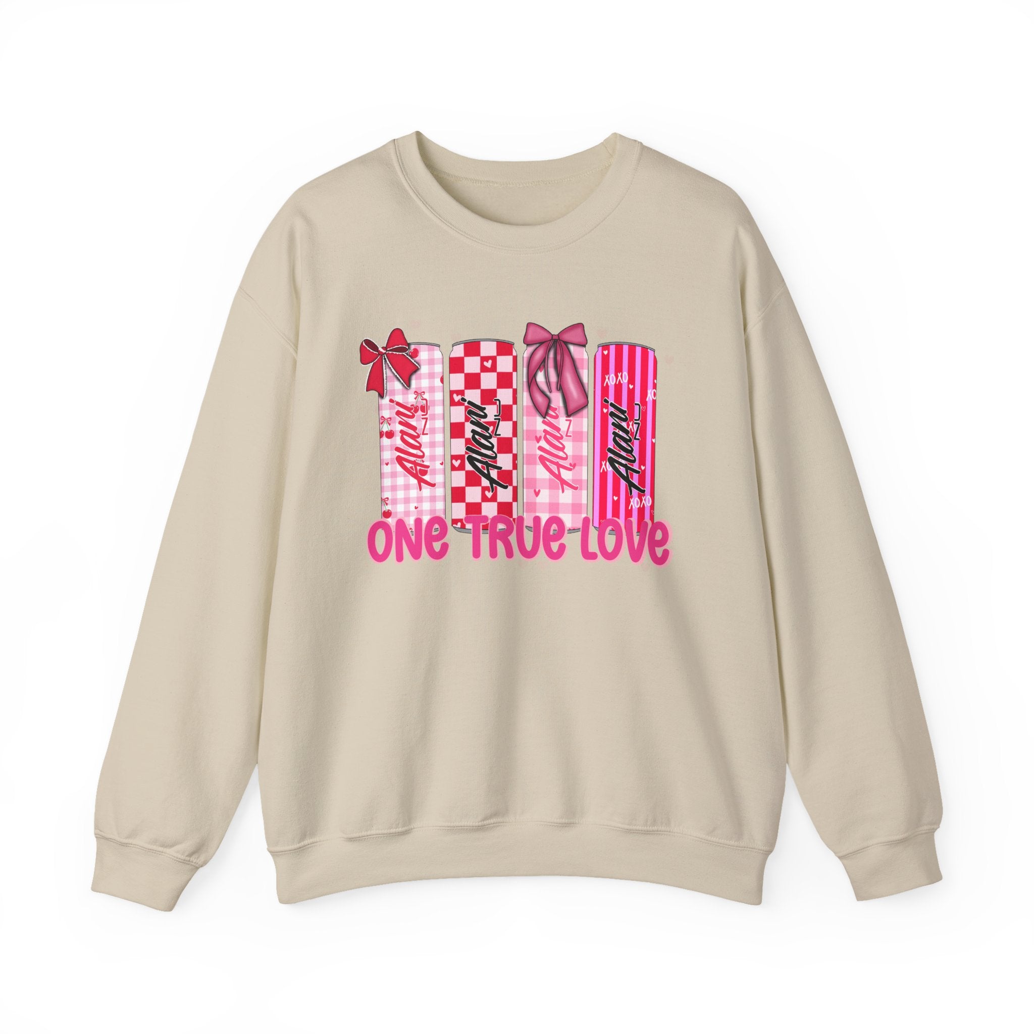 Crewneck Sweatshirt — “One True Love” Pink Gift Boxes Valentine Design