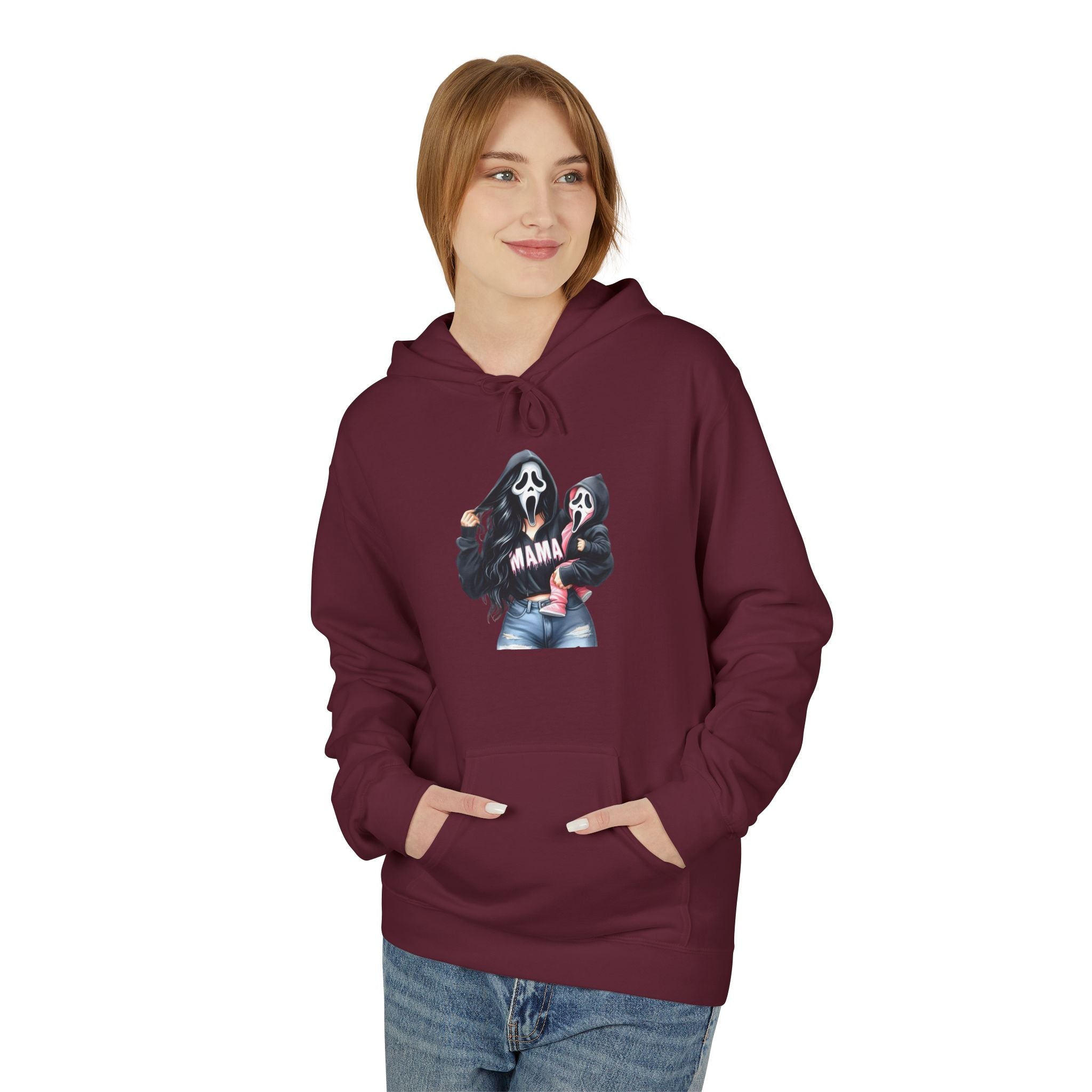 Street Style Graphic Hoodie — Woman in Leather Jacket Design