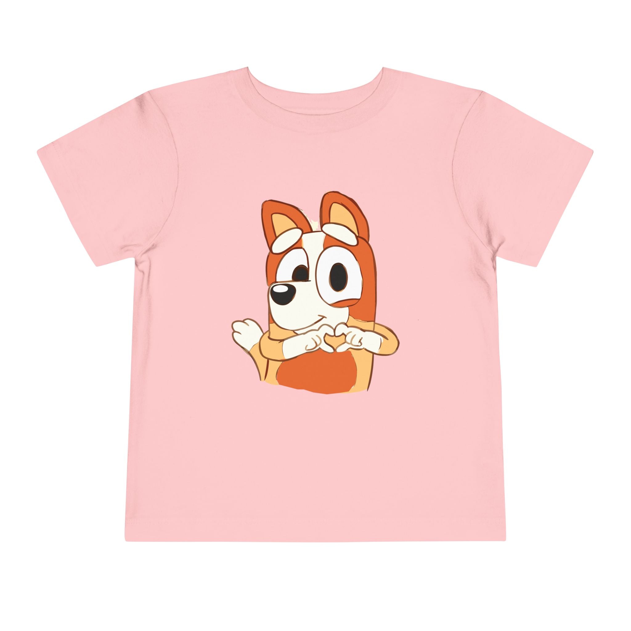 Toddler Tee — Cute Cartoon Dog Making Heart Gesture