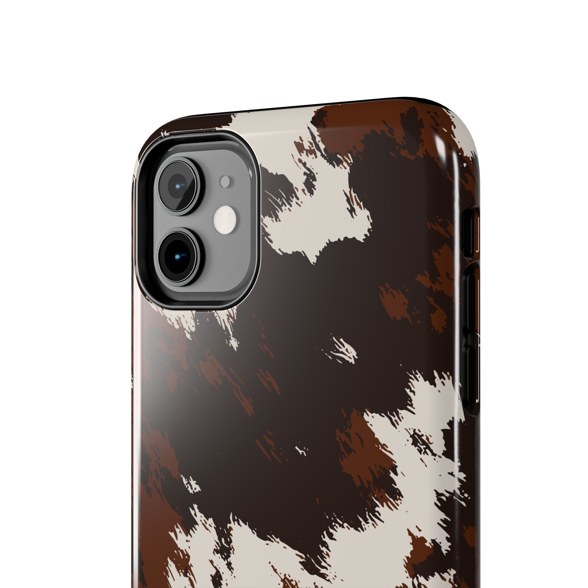 Cowhide Print Tough Phone Case — Brown & White Western Rugged Protection