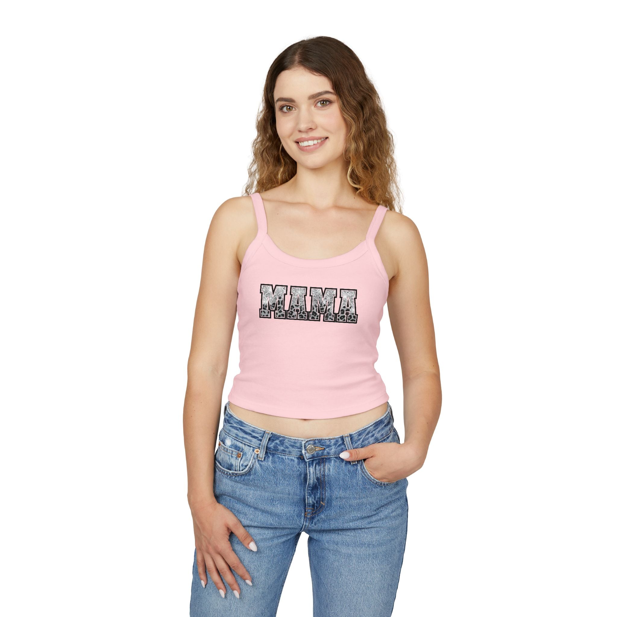 Mama Floral Crop Tank — Women's Spaghetti Strap 'MAMA' Graphic
