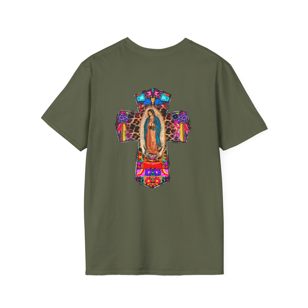 Our Lady of Guadalupe Cross T-Shirt — Colorful Mexican Folk Art Tee