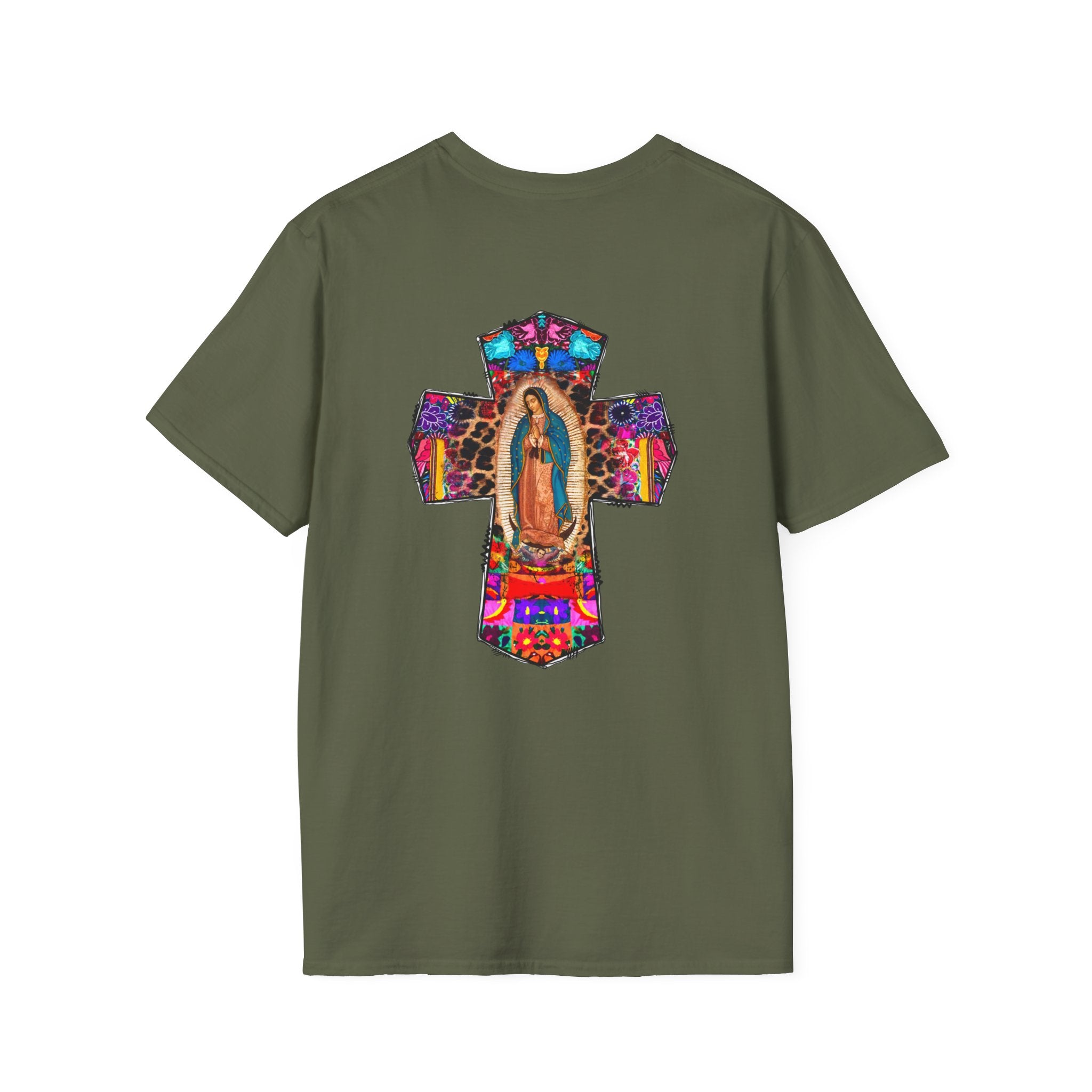 Our Lady of Guadalupe Cross T-Shirt — Colorful Mexican Folk Art Tee