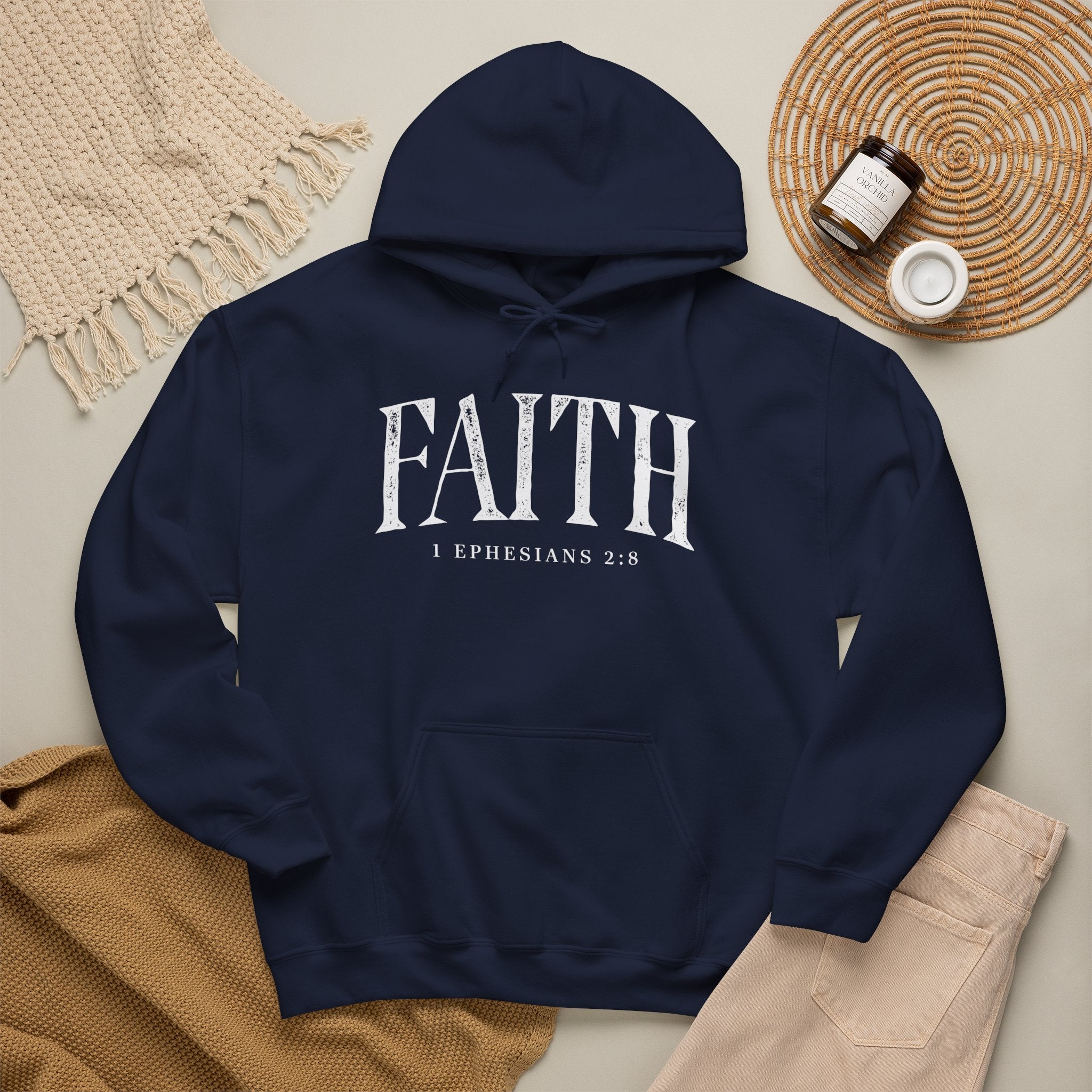 Faith Hoodie - Ephesians 2:8 Inspirational Christian Sweatshirt