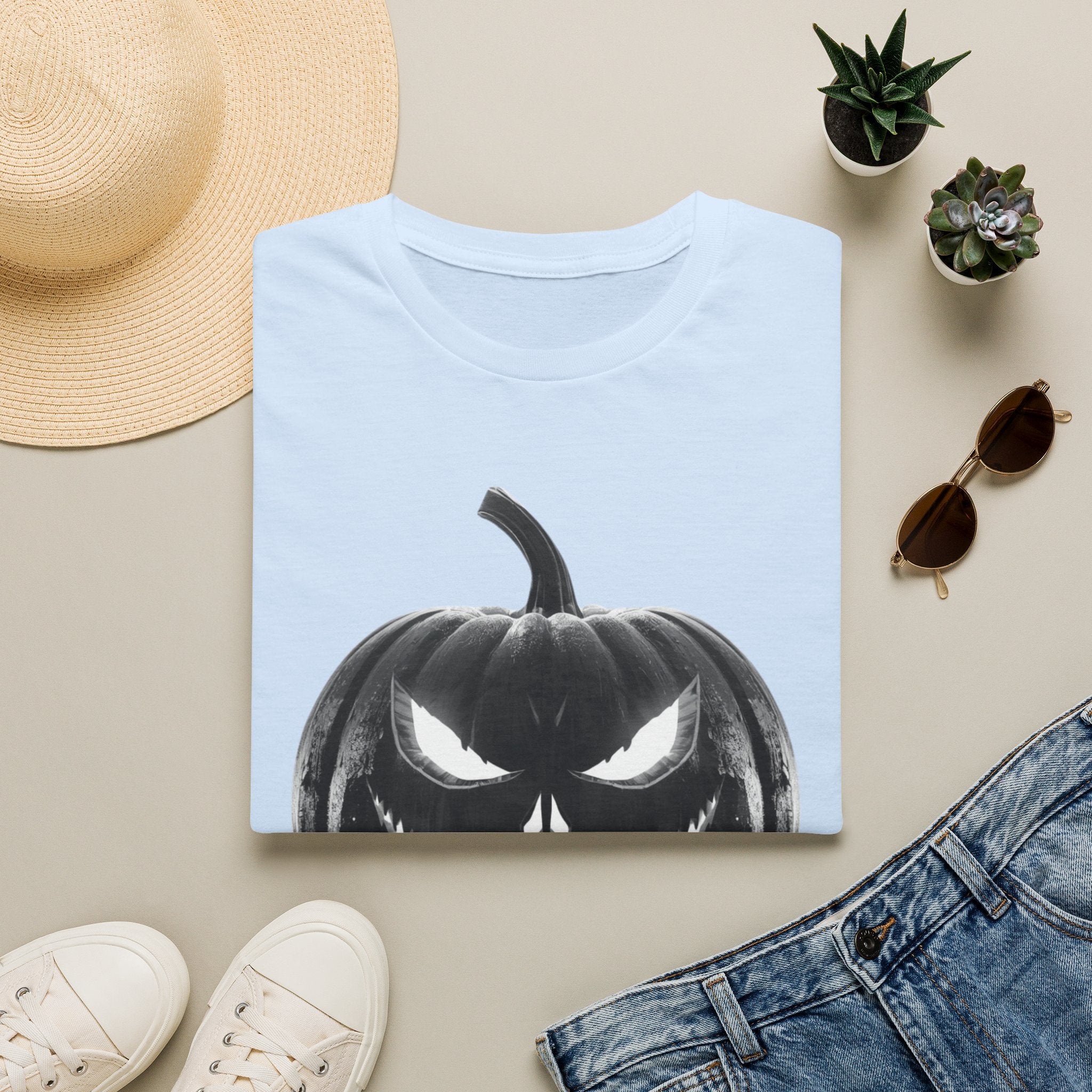 Halloween Jack-O'-Lantern T-Shirt — Spooky Black Pumpkin Graphic