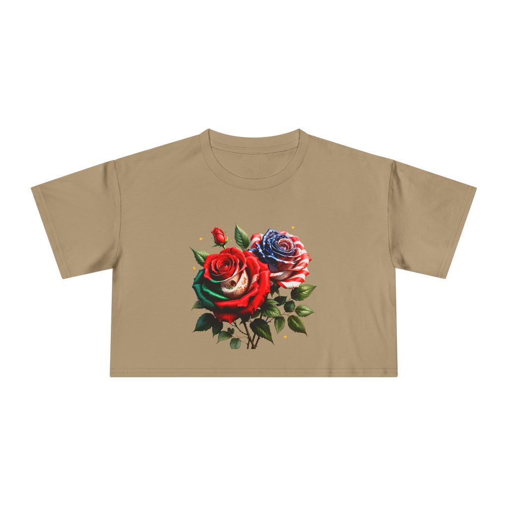 Rose Bouquet Crop Tee — Floral Vintage Rose Graphic Women's Crop Top