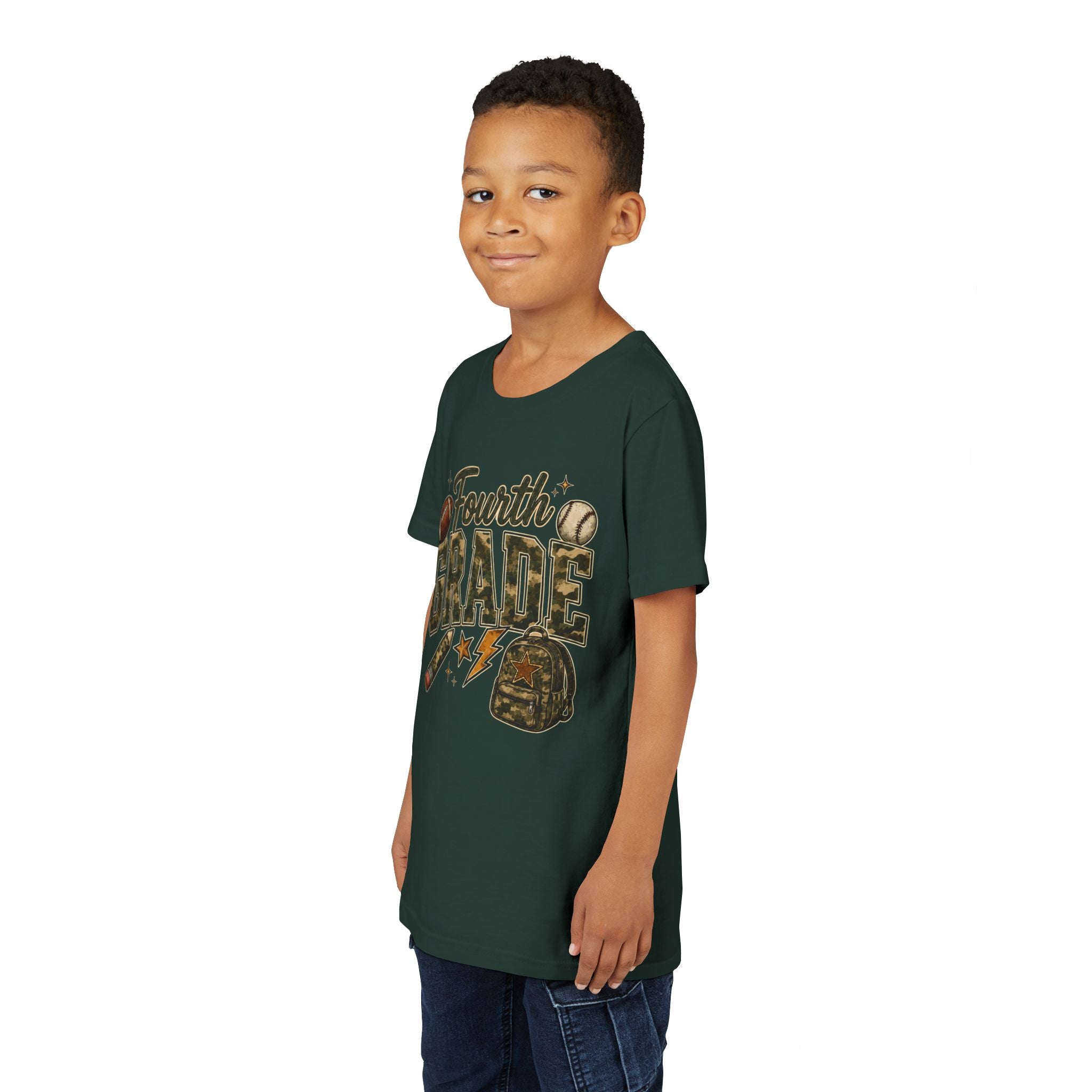Fourth Grade Kids' T-Shirt – Back-to-School Sports & Backpack Design