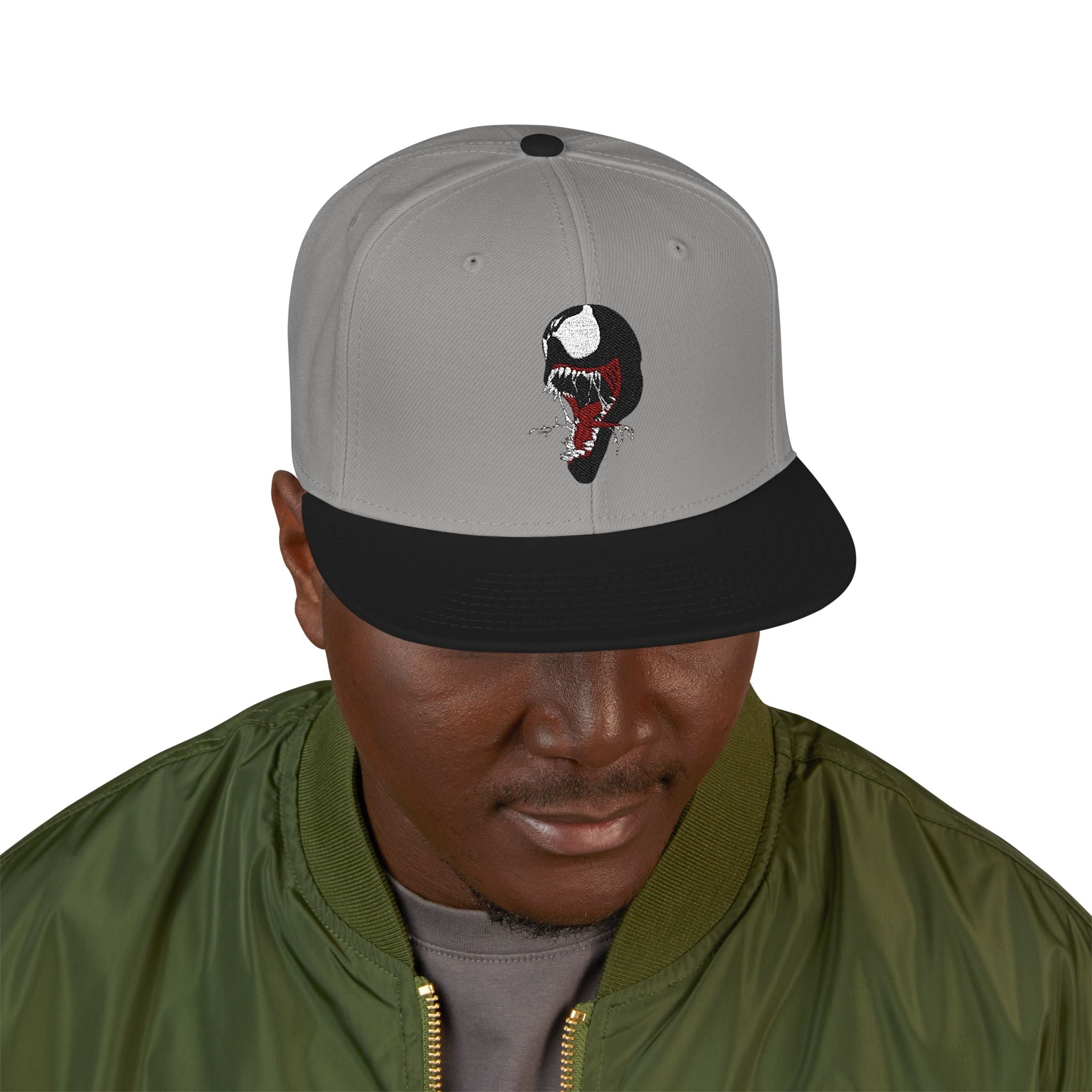 Embroidered Skull & Roses Snapback Hat — Gothic Streetwear Cap