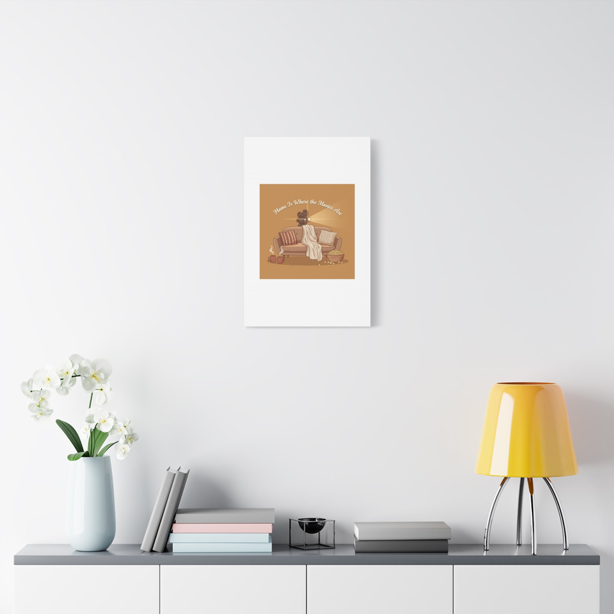 Home Is Where the Movies Are Canvas | cozy night art, home cinema decor