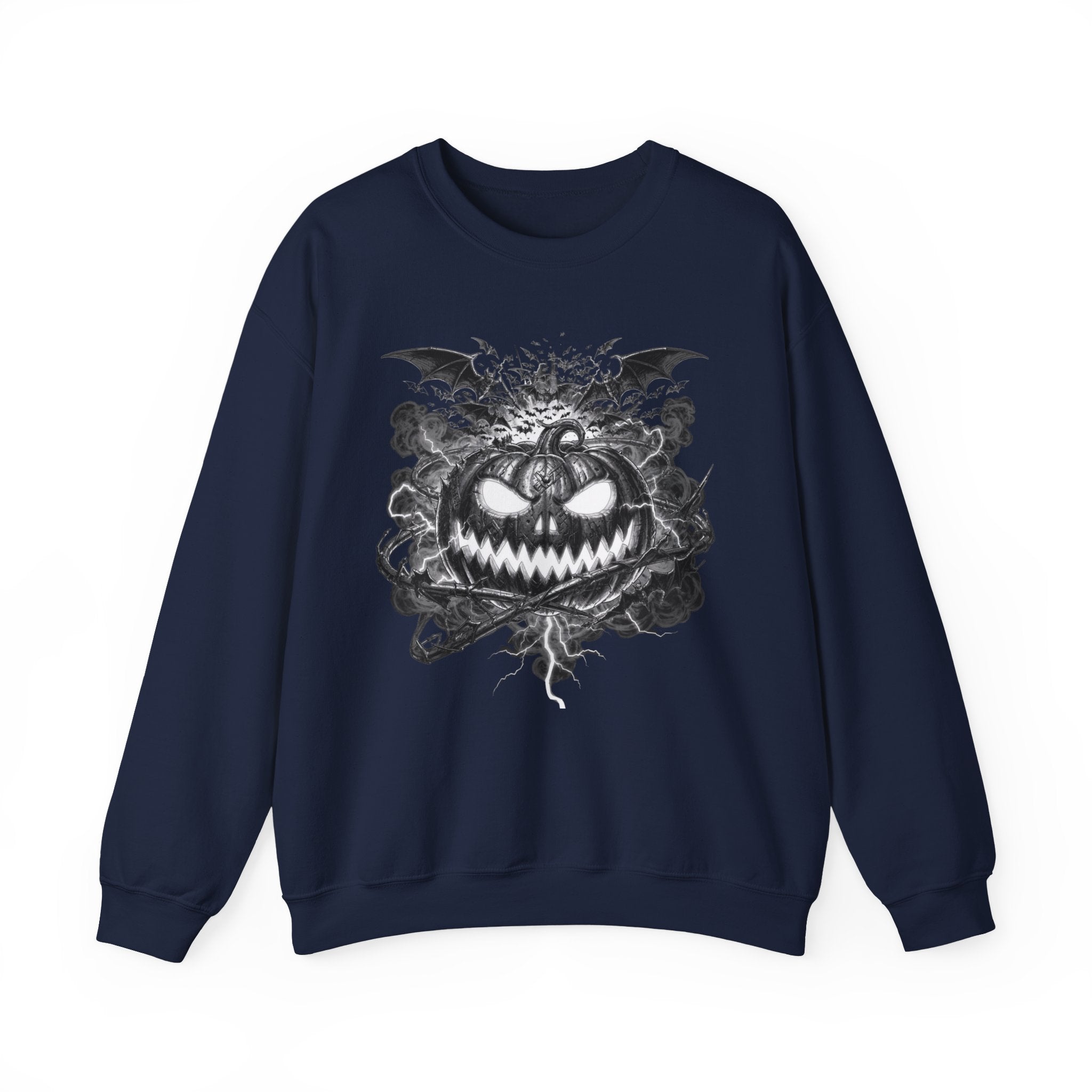 Halloween Pumpkin Crewneck Sweatshirt — Spooky Jack-o'-Lantern Graphic