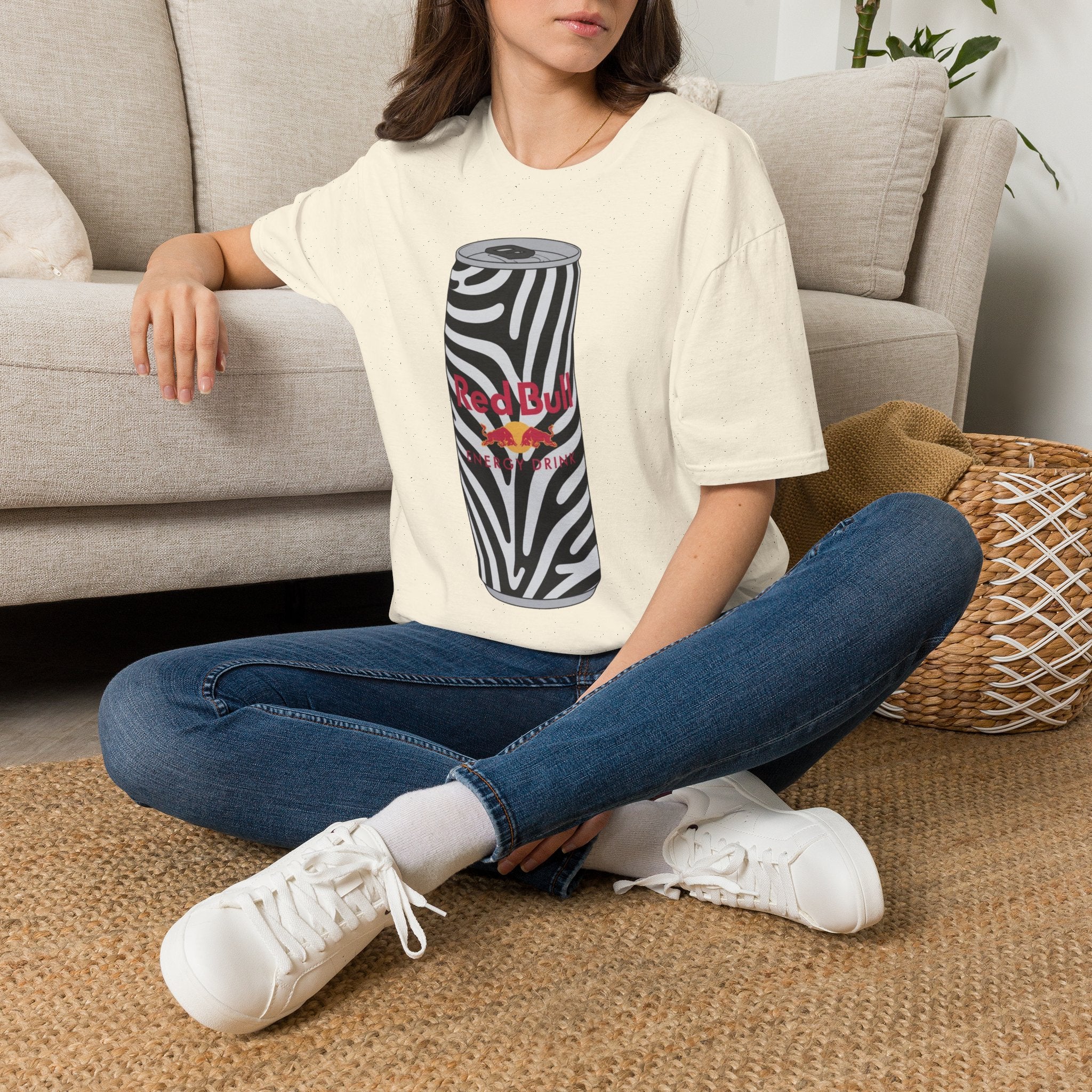 Zebra Can Graphic T-Shirt — Bold Retro Energy Drink Design