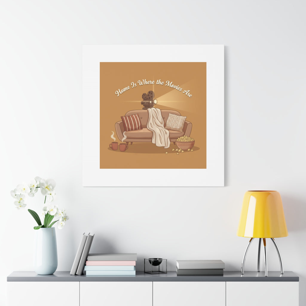 Home Is Where the Movies Are Canvas | cozy night art, home cinema decor