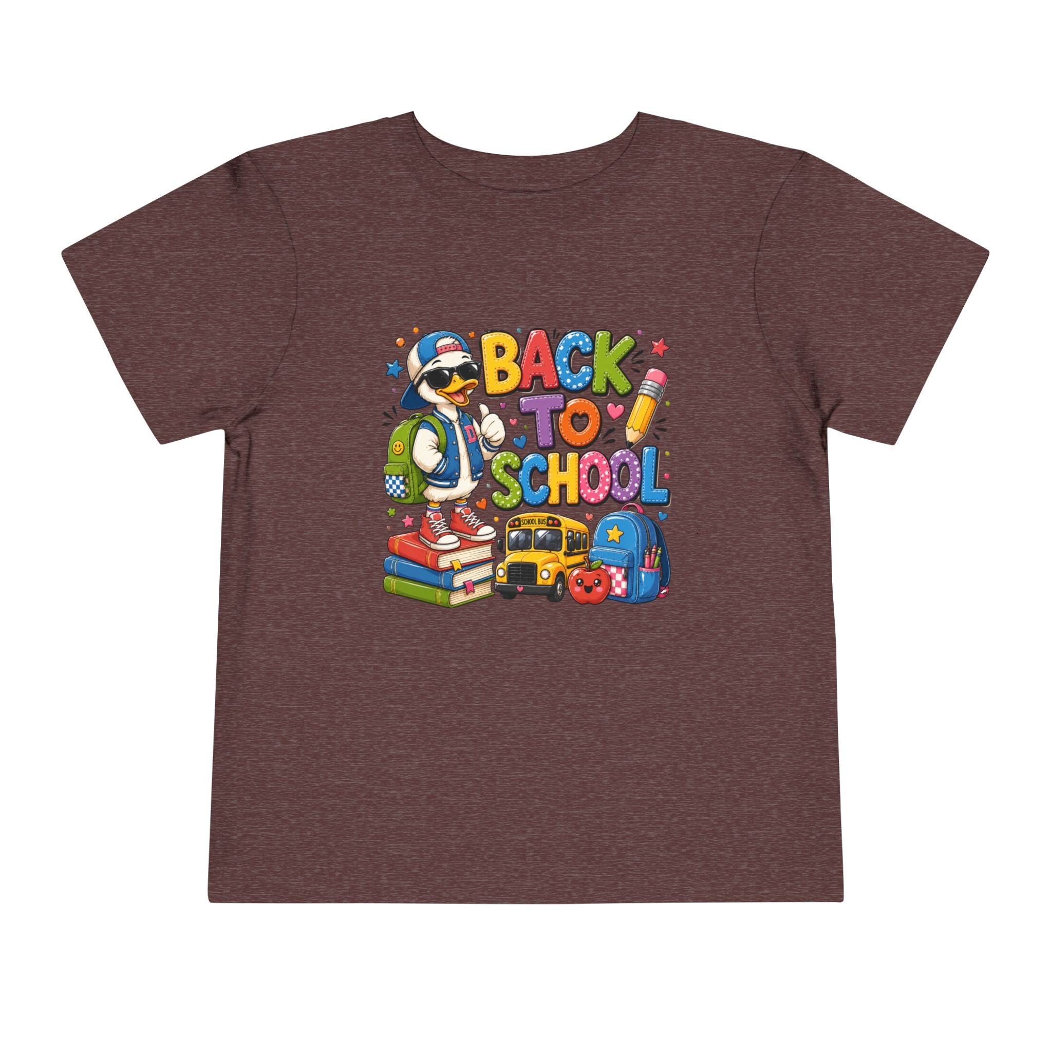 Back to School Toddler Tee — Cute Penguin School Bus Design