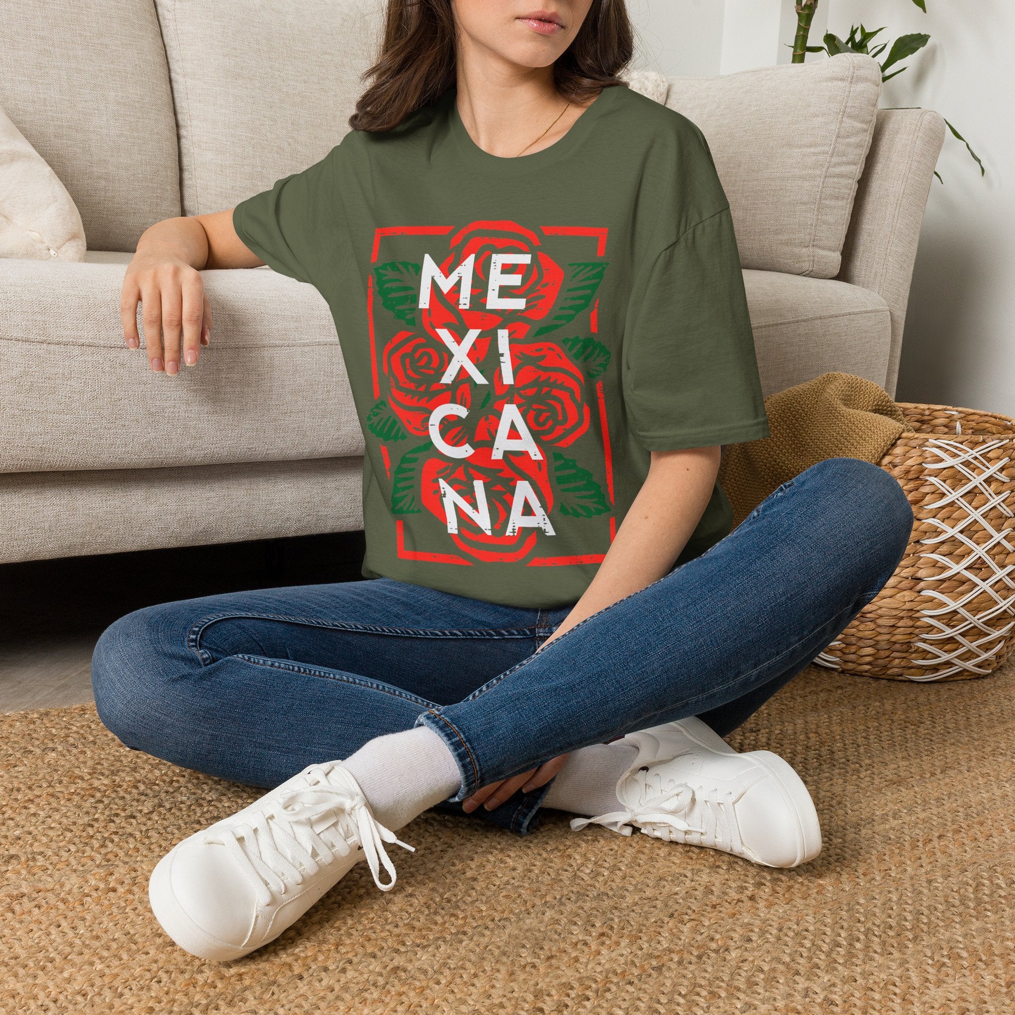 Mexicana Rose T-Shirt — Bold Floral Mexico Pride Tee