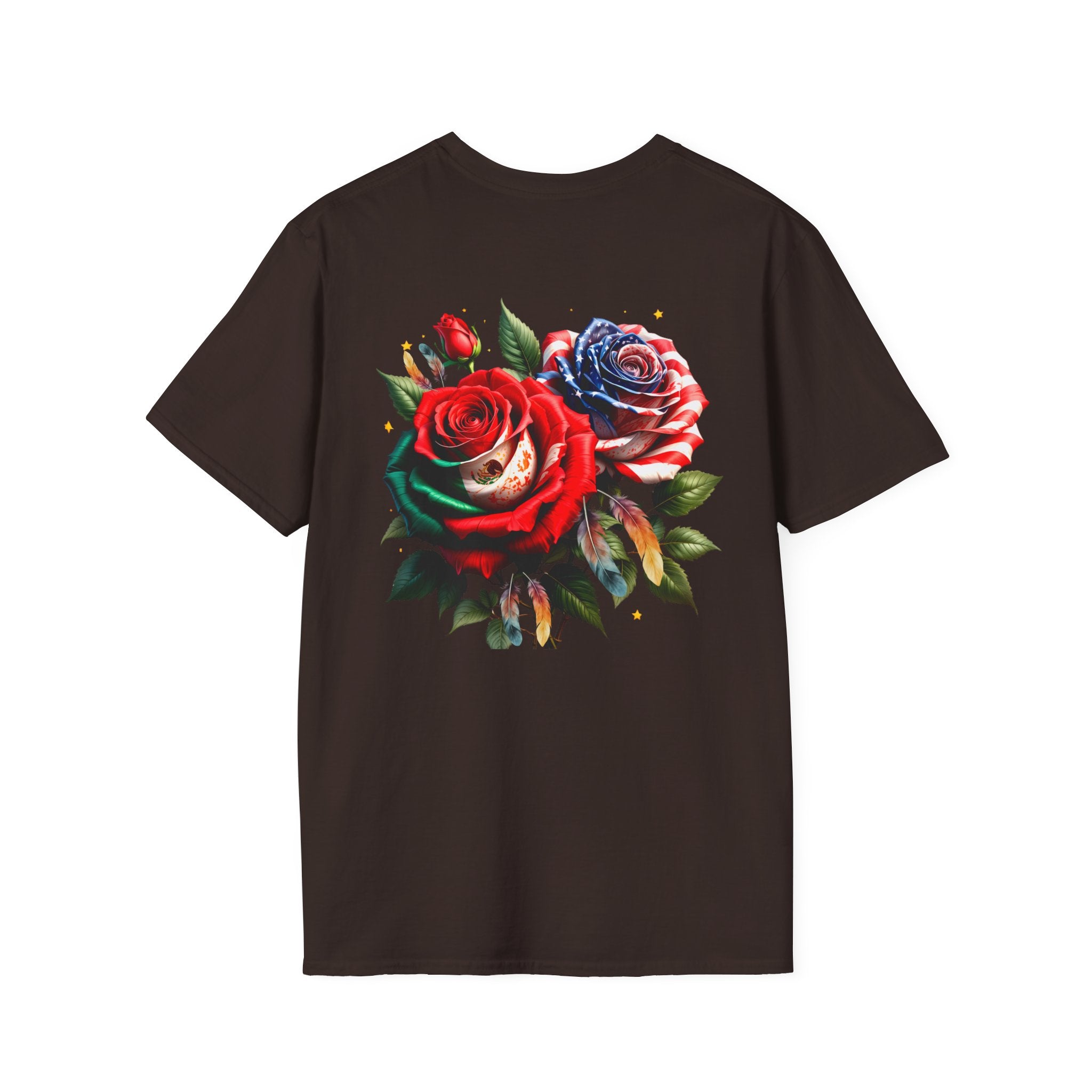 USA Mexico Flag T-Shirt — Small Crossed American & Mexican Flags Tee