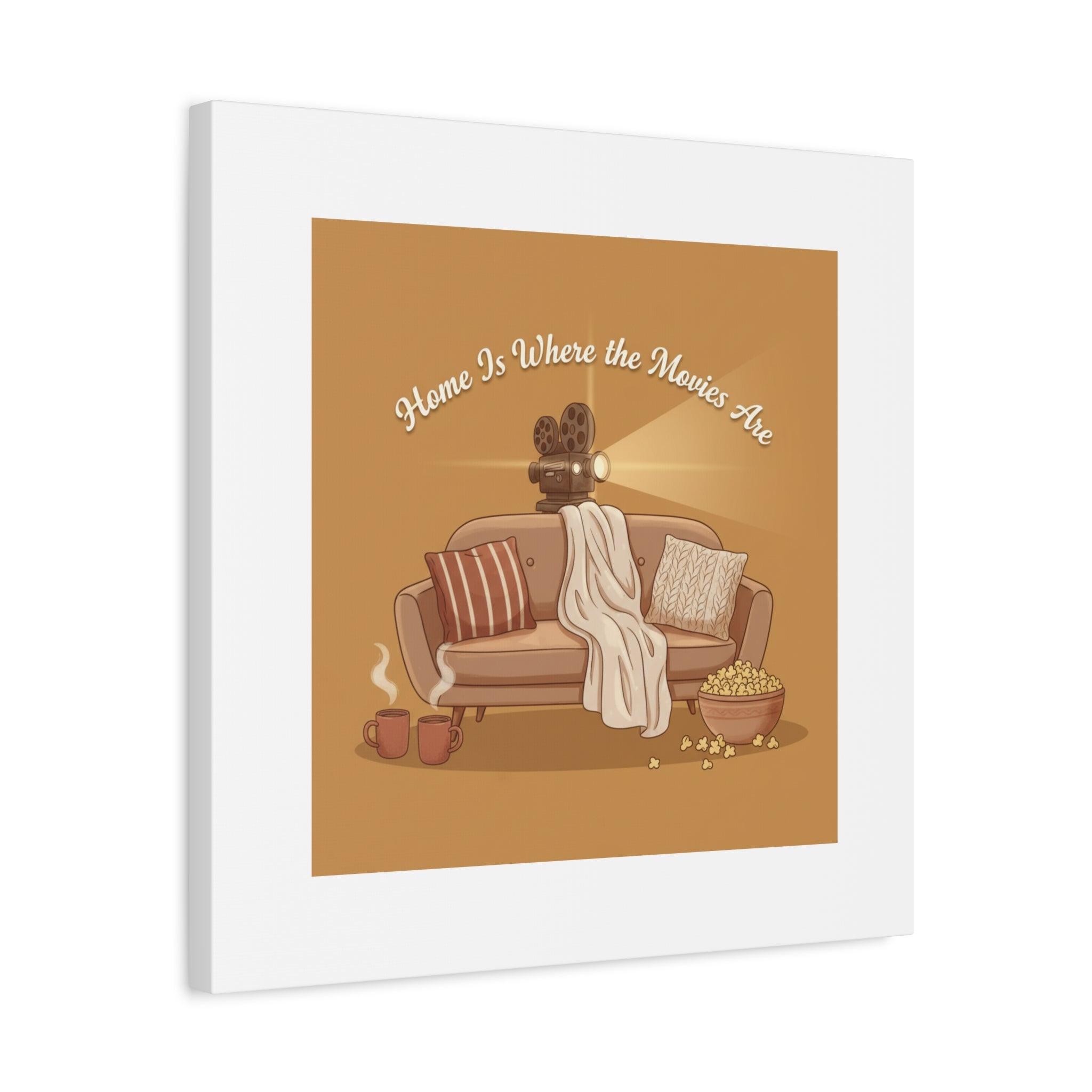 Home Is Where the Movies Are Canvas | cozy night art, home cinema decor