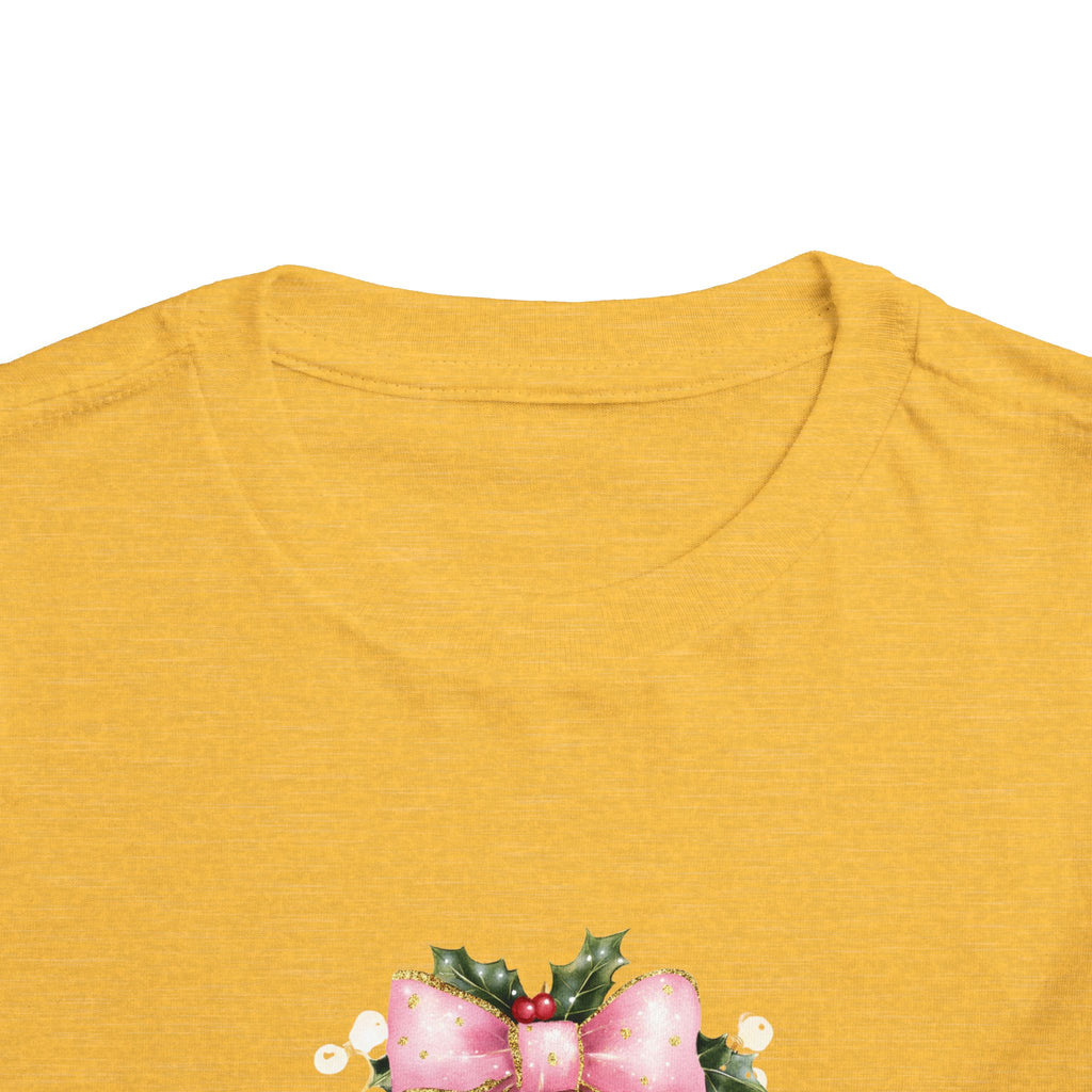 Toddler Christmas Tree Tee — Pink Bow Holiday Shirt