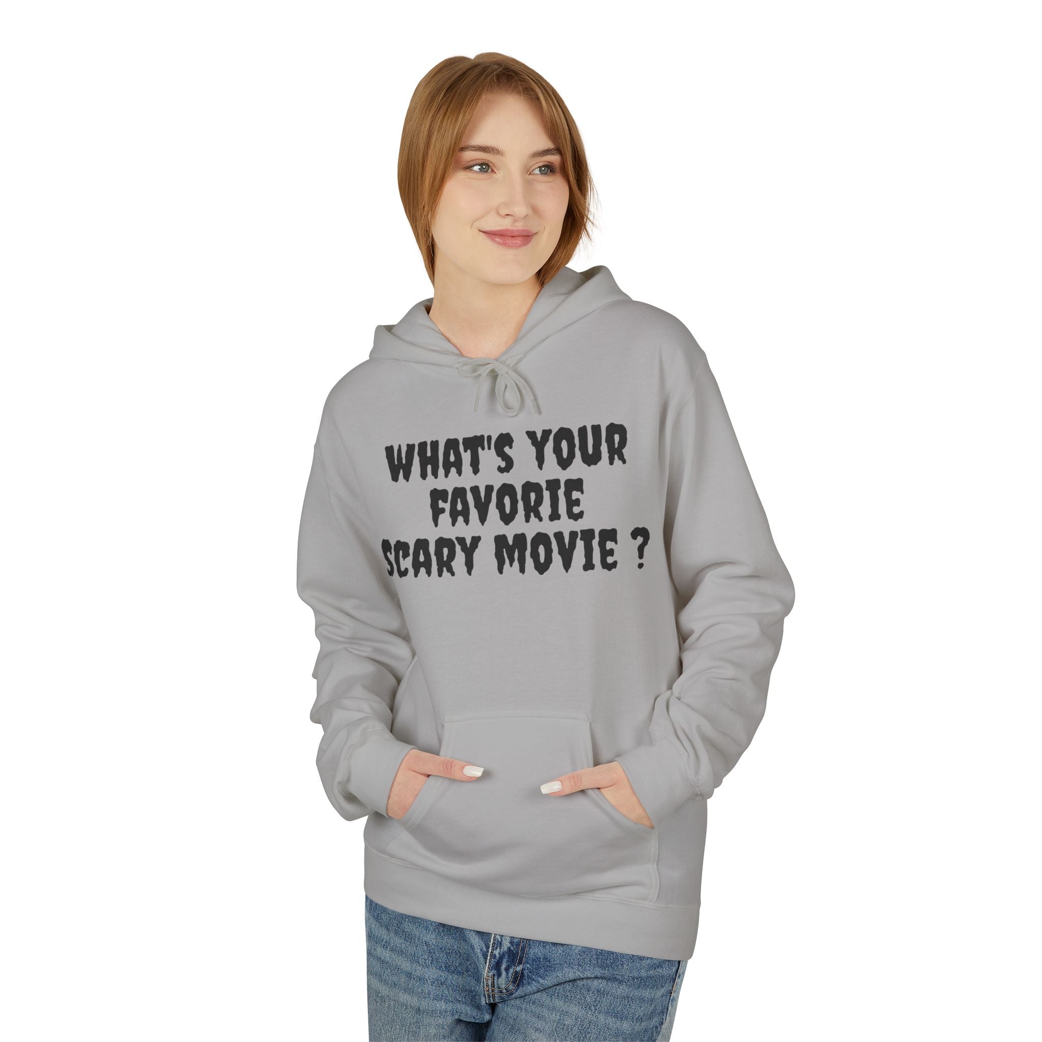 Horror Mama Hoodie — 'What's Your Favorite Scary Movie?' Graphic Hooded Sweatshirt