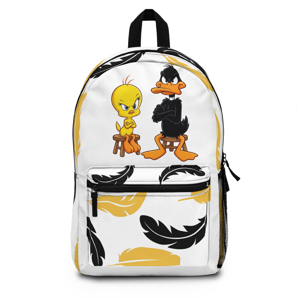 Tweety & Daffy Feather Print Backpack — Cartoon Character School Bag