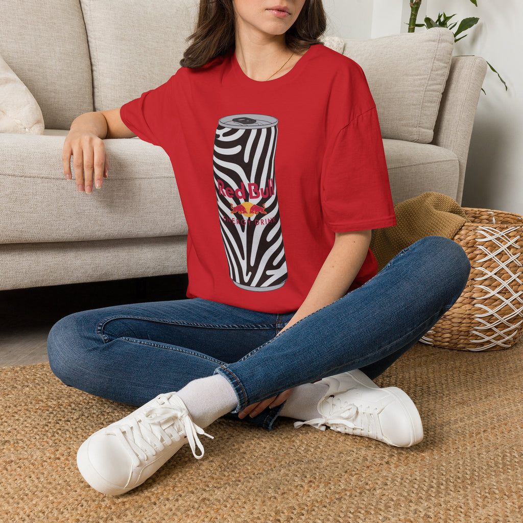 Zebra Can Graphic T-Shirt — Bold Retro Energy Drink Design