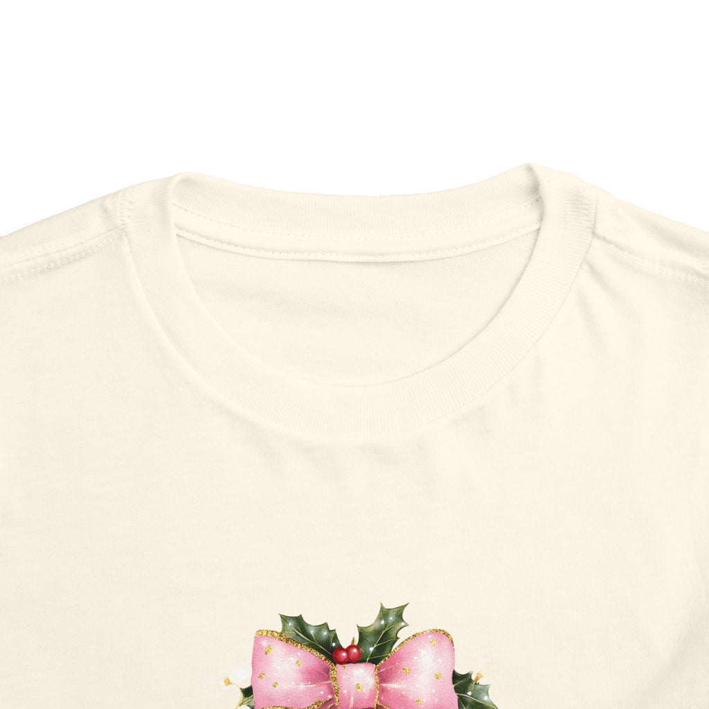 Toddler Christmas Tree Tee — Pink Bow Holiday Shirt