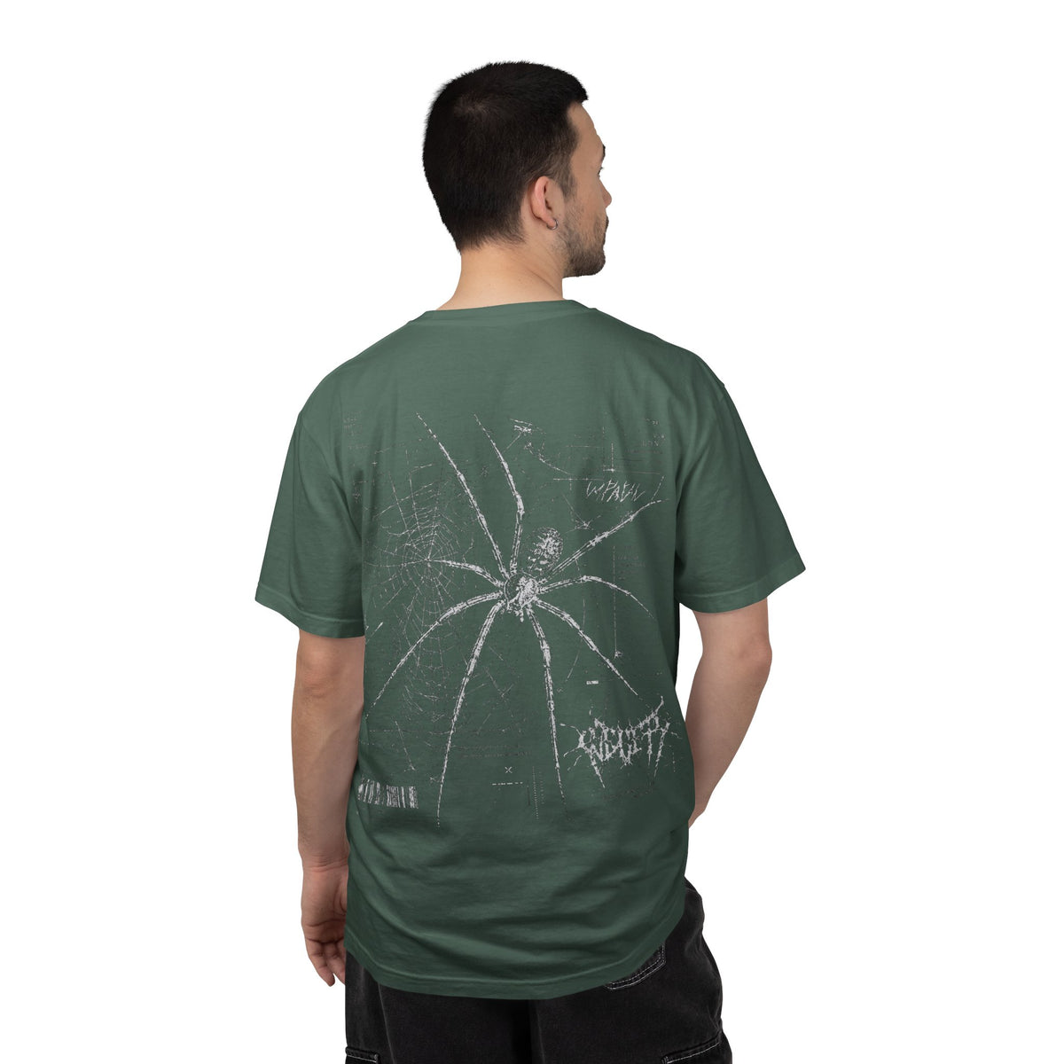 Spider Web Graphic T-Shirt — Vintage Gothic Arachnid Back Print