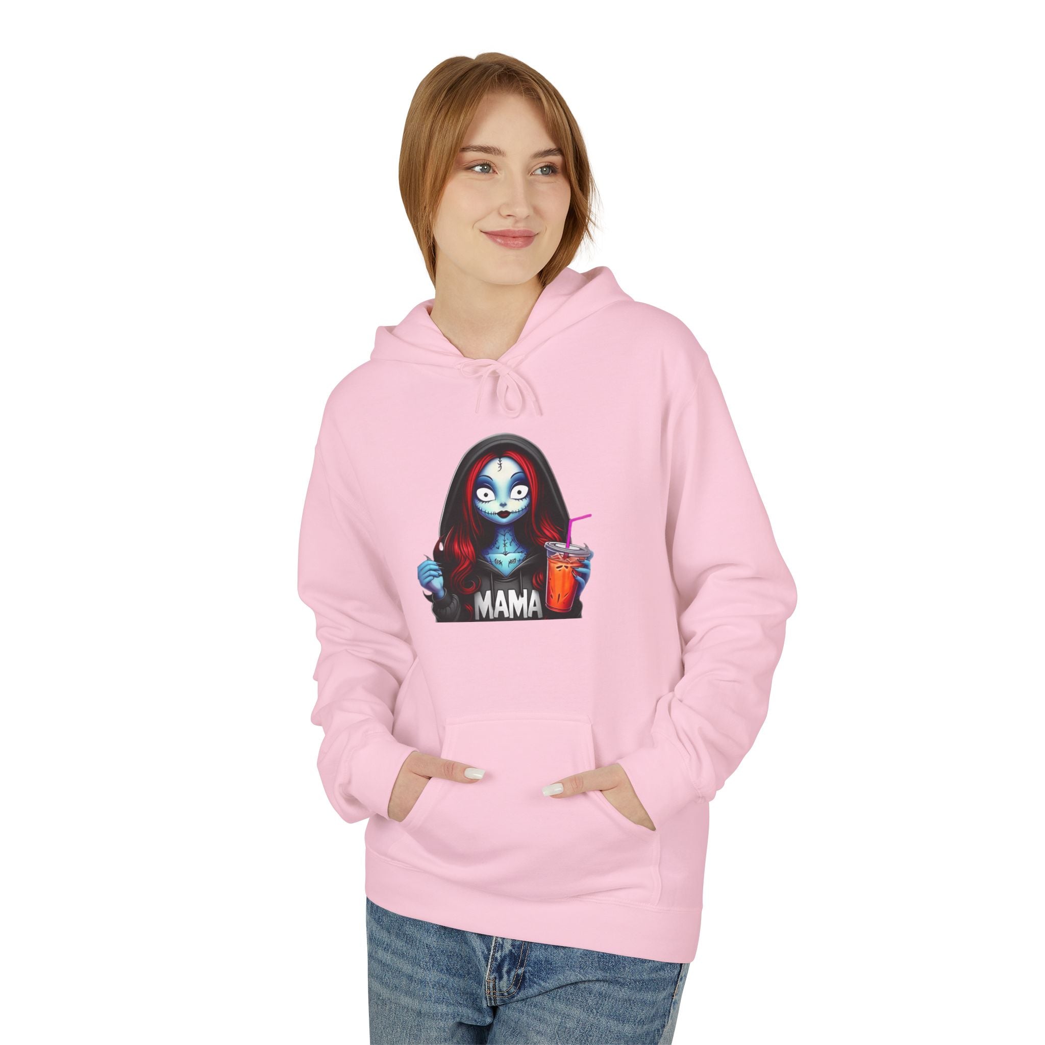 Horror Mama Mask Hoodie — Creepy Neon Mom Graphic Hoodie