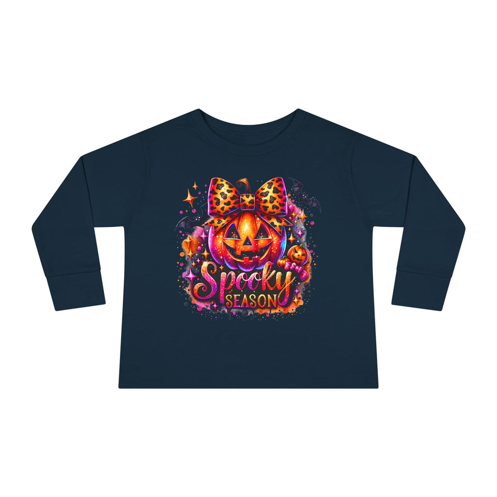 Toddler Long Sleeve Tee — "Spooky Season" Pumpkin Halloween Shirt